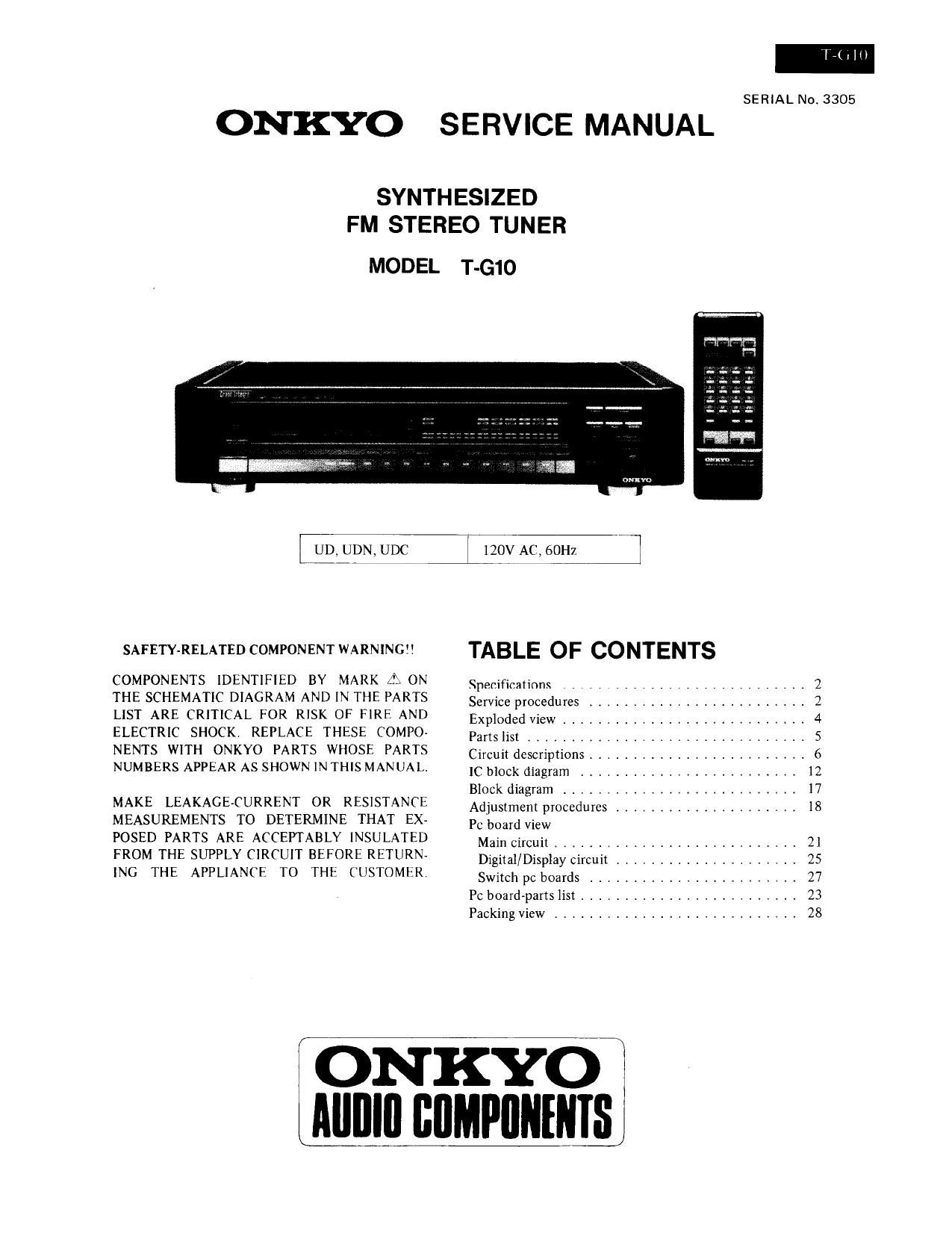 Onkyo TG 10 Service Manual