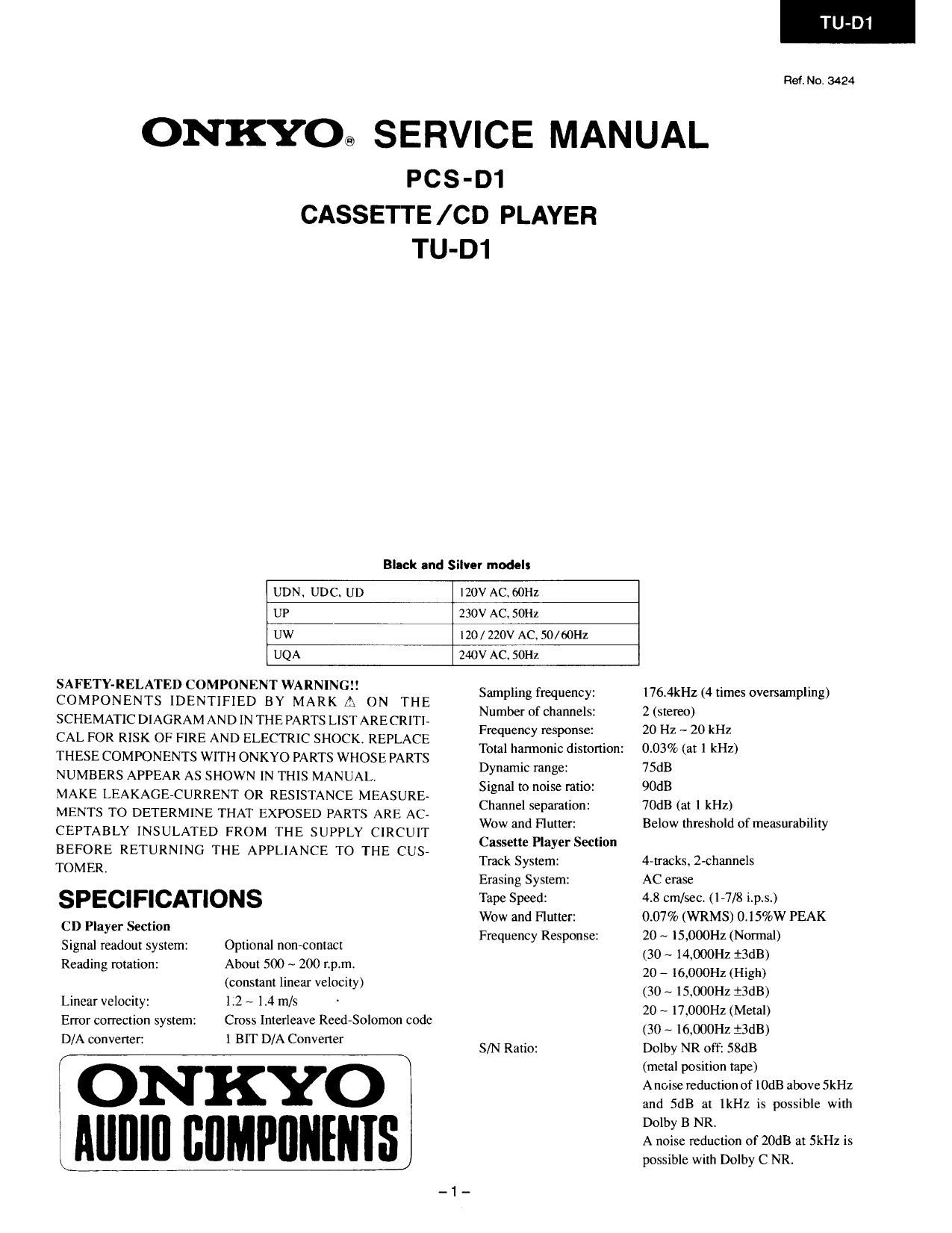 Onkyo TUD 1 Service Manual