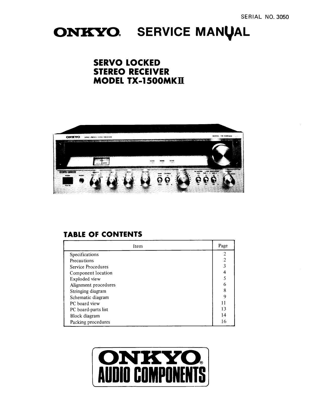 Onkyo TX 1500 Mk2 Service Manual