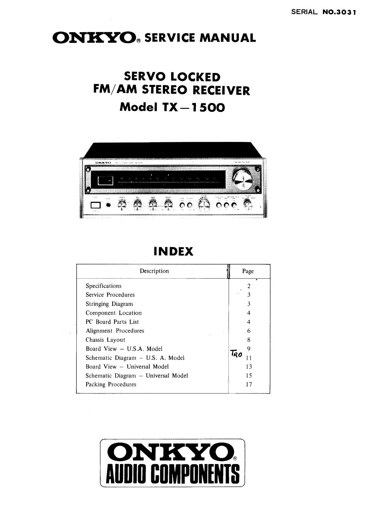 Onkyo TX 1500 Service Manual