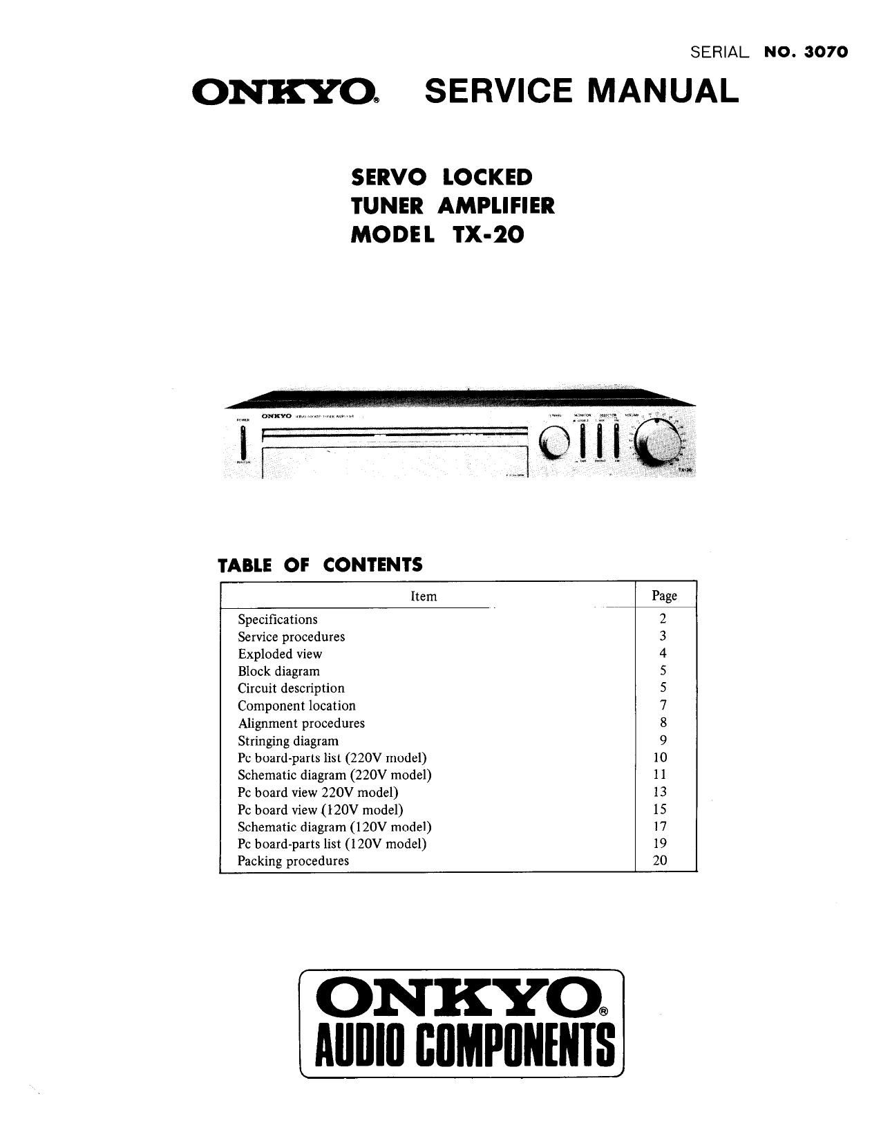 Onkyo TX 20 Service Manual
