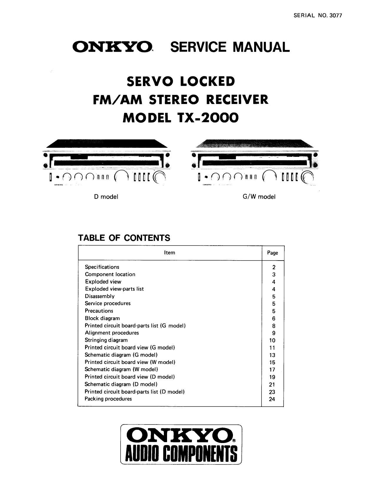 Onkyo TX 2000 Service Manual