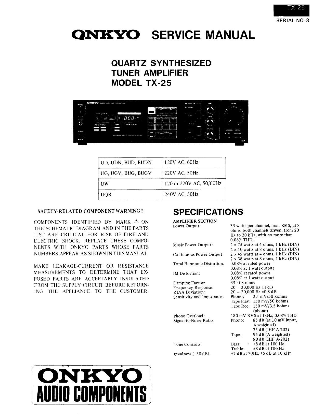 Onkyo TX 25 Service Manual