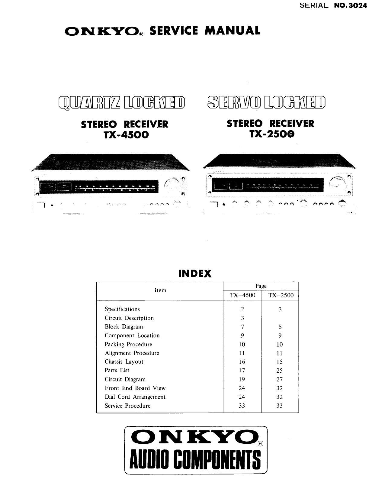 Onkyo TX 2500 Service Manual