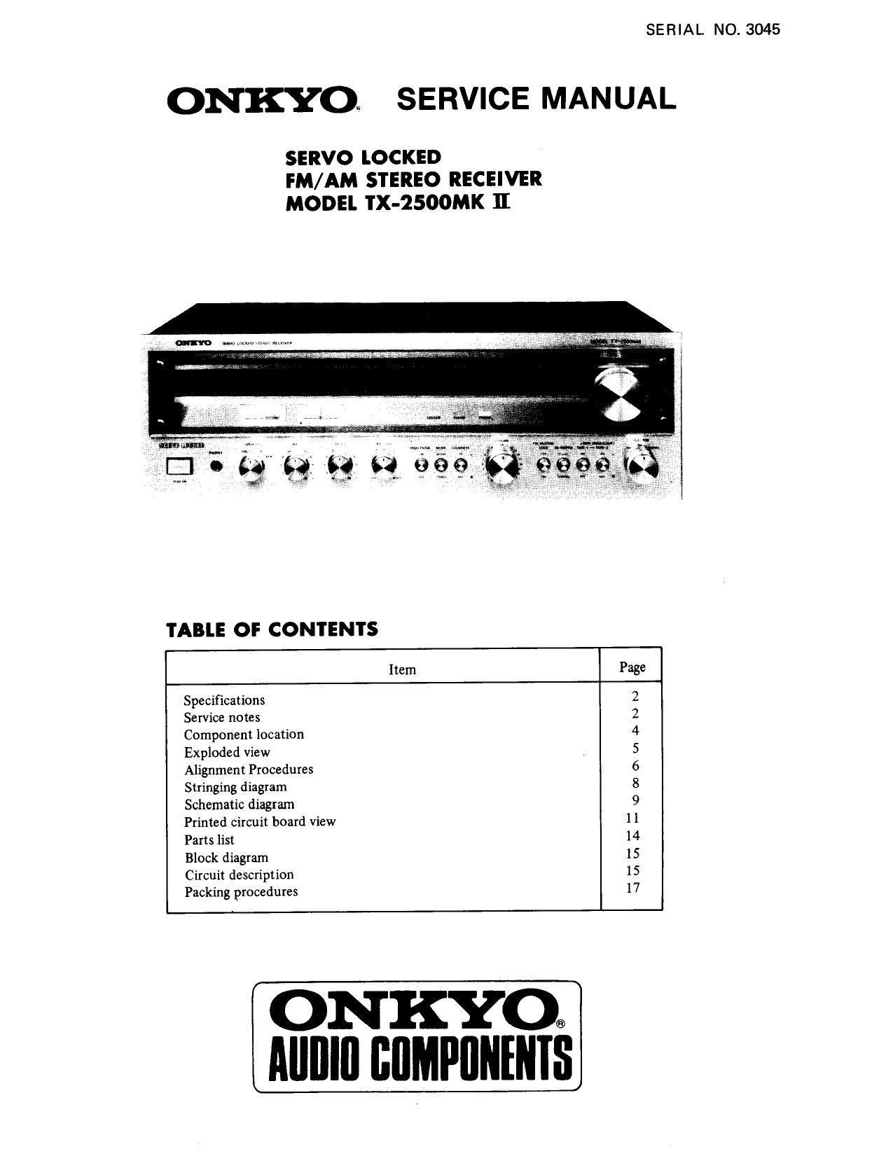 Onkyo TX 2500 MK2 Service Manual