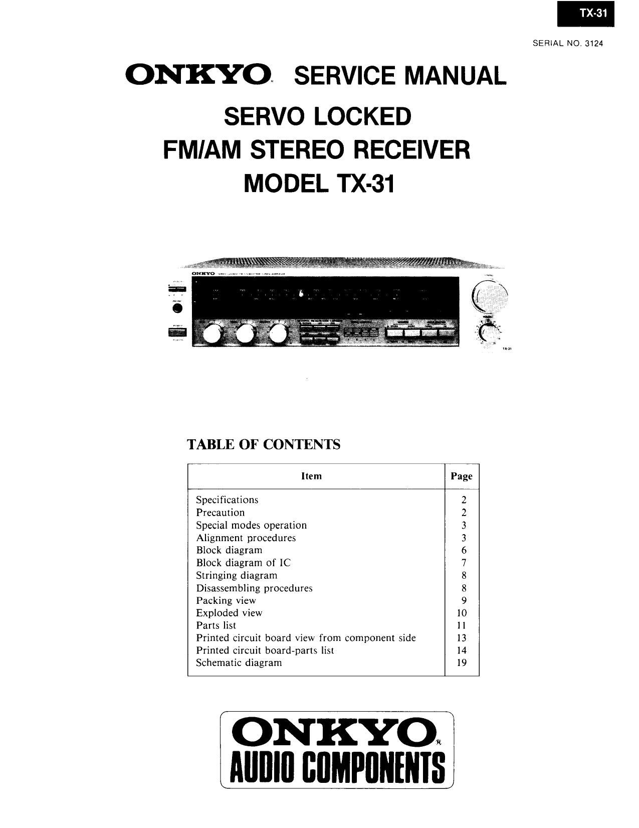 Onkyo TX 31 Service Manual