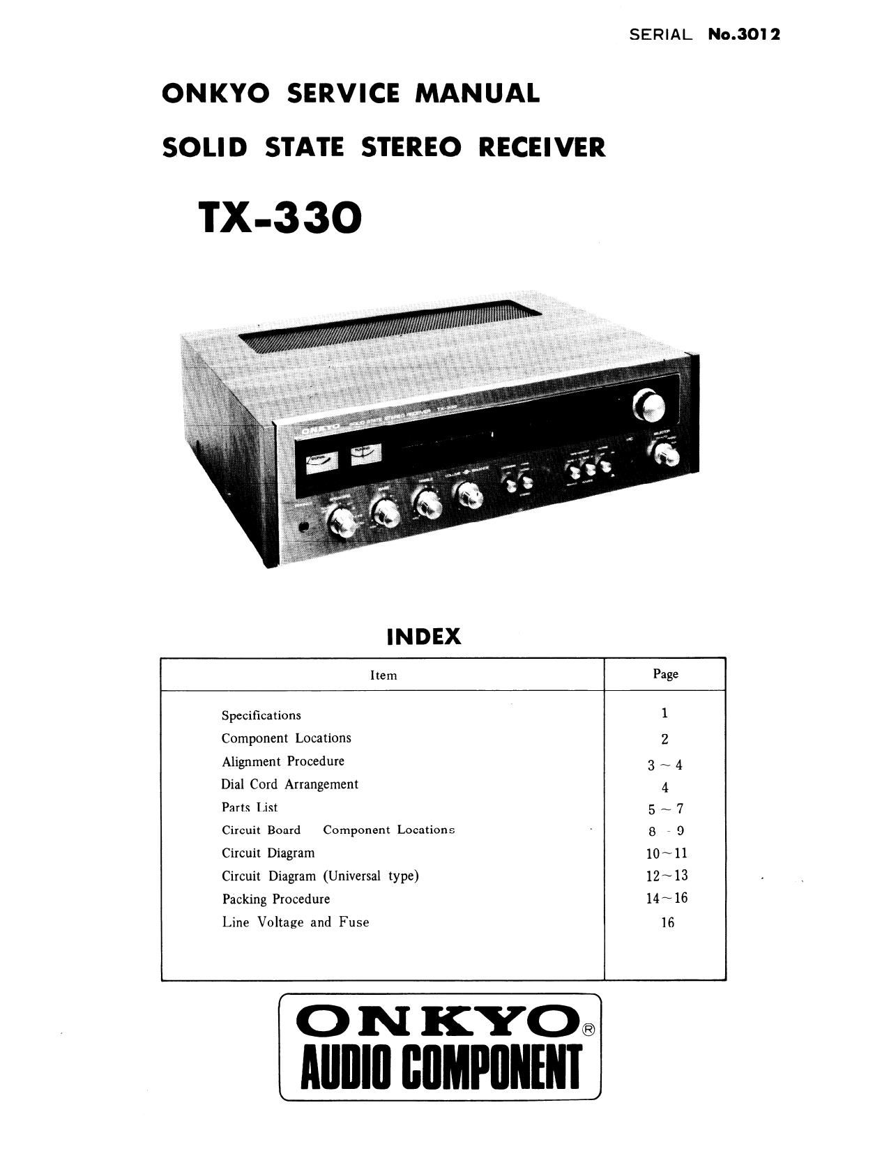 Onkyo TX 330 Service Manual