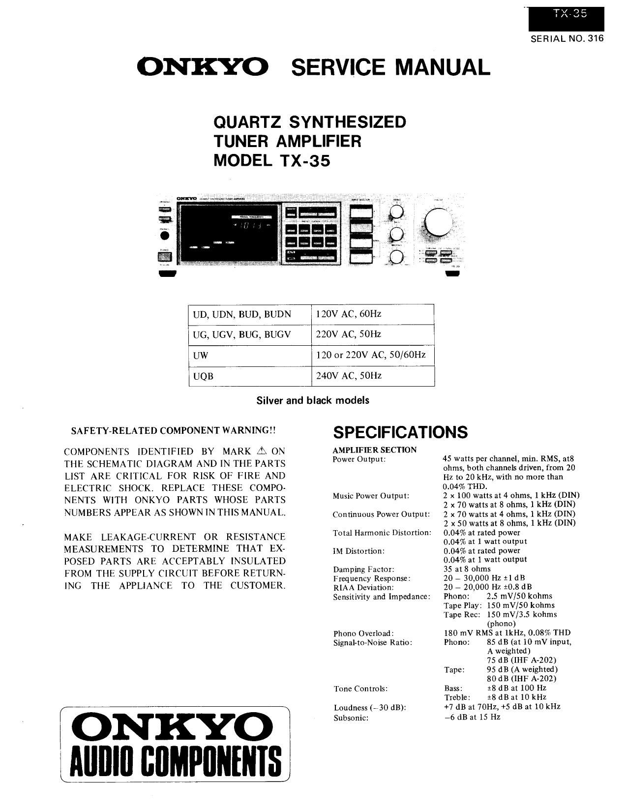 Onkyo TX 35 Service Manual
