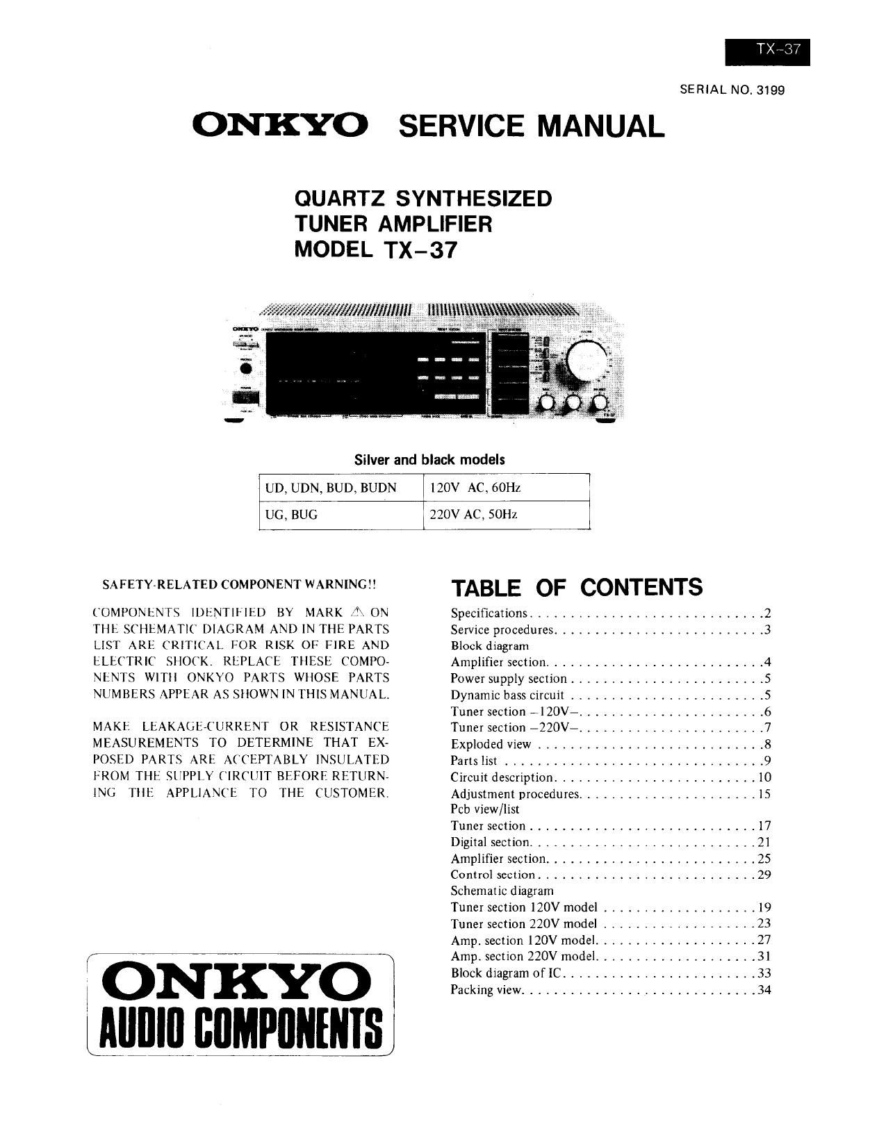 Onkyo TX 37 Service Manual