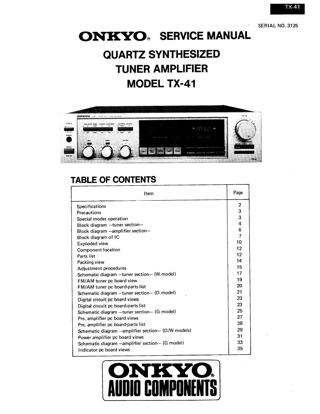 Onkyo TX 41 Service Manual