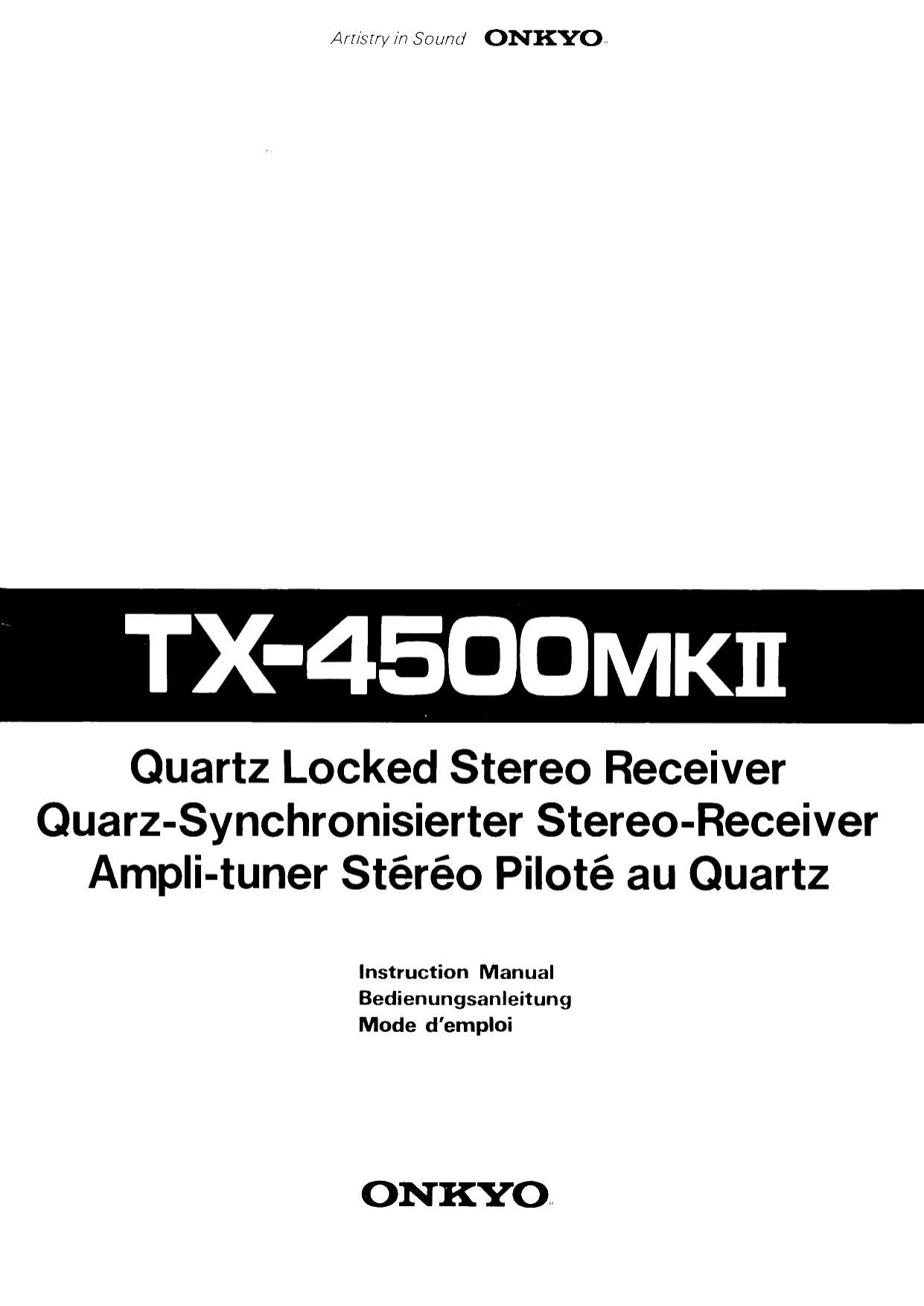 Onkyo TX 4500 Mk2 Owners Manual