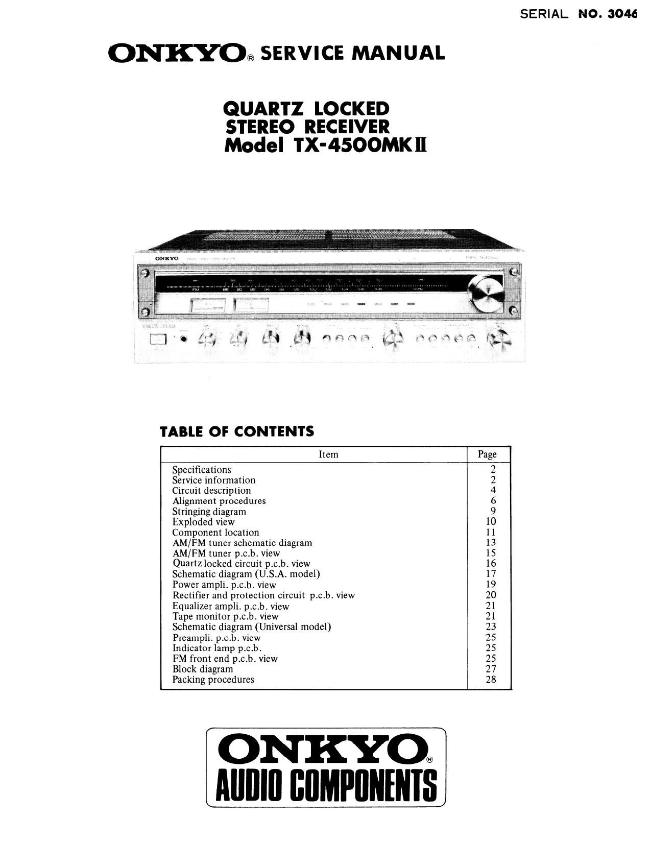 Onkyo TX 4500 Mk2 Service Manual
