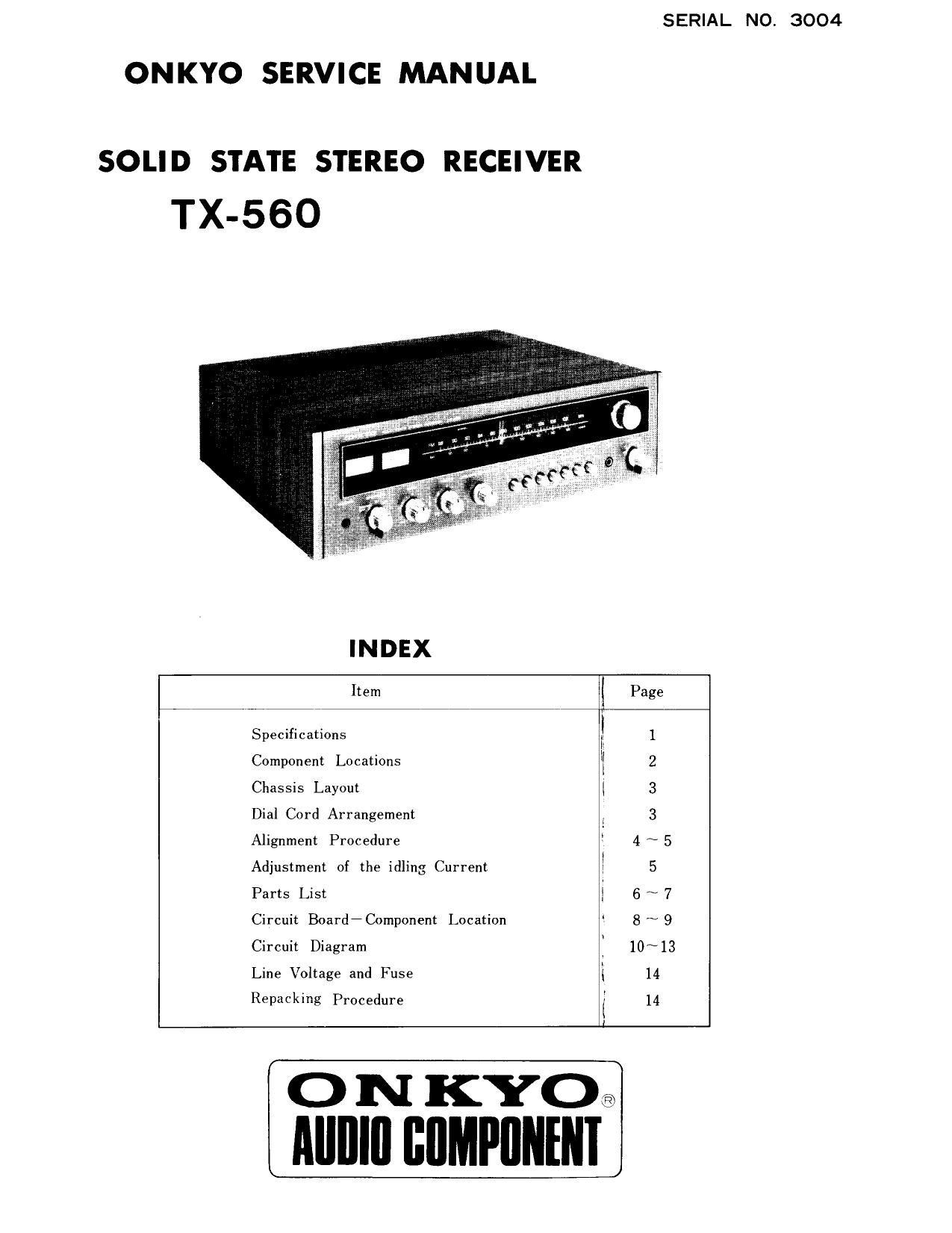 Onkyo TX 560 Service Manual