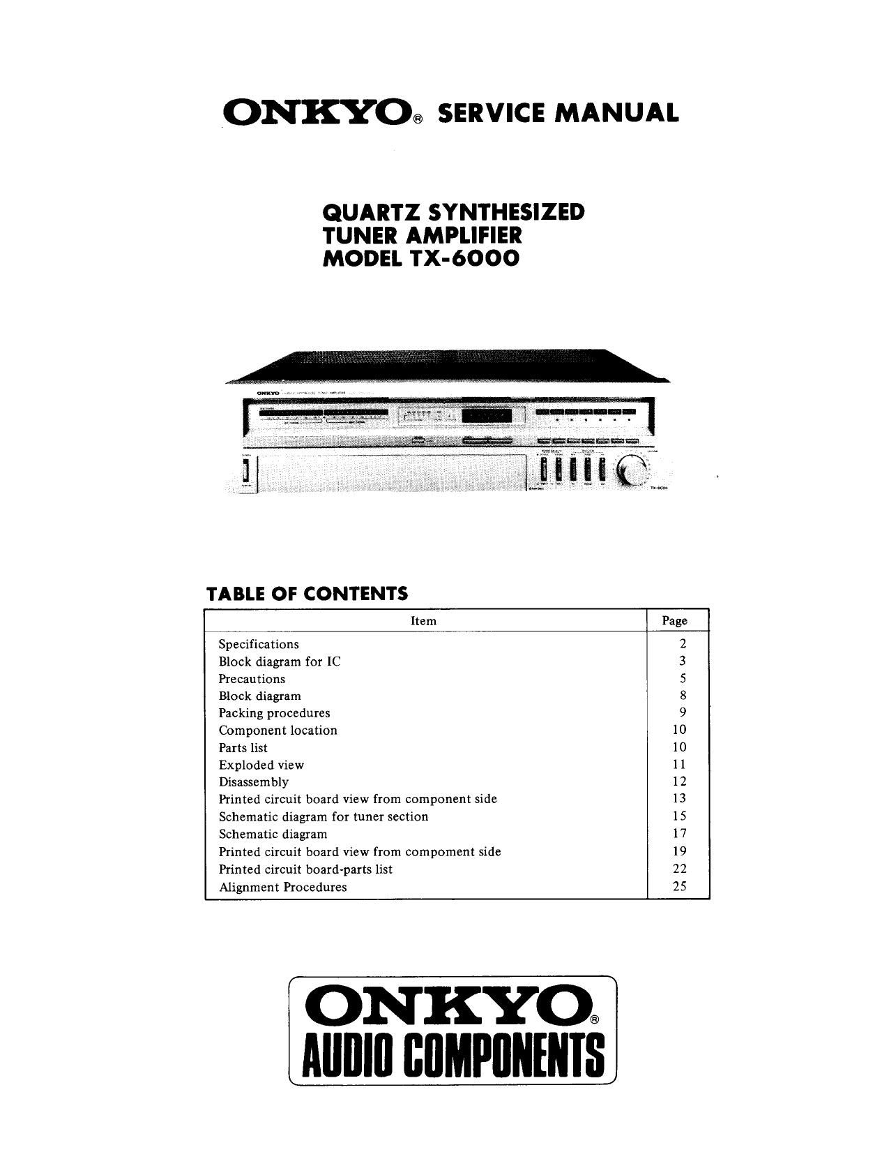 Onkyo TX 6000 Service Manual