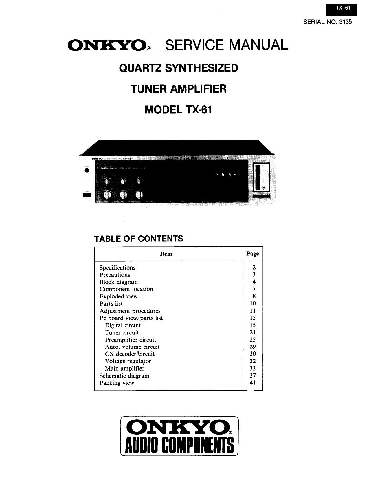 Onkyo TX 61 Service Manual