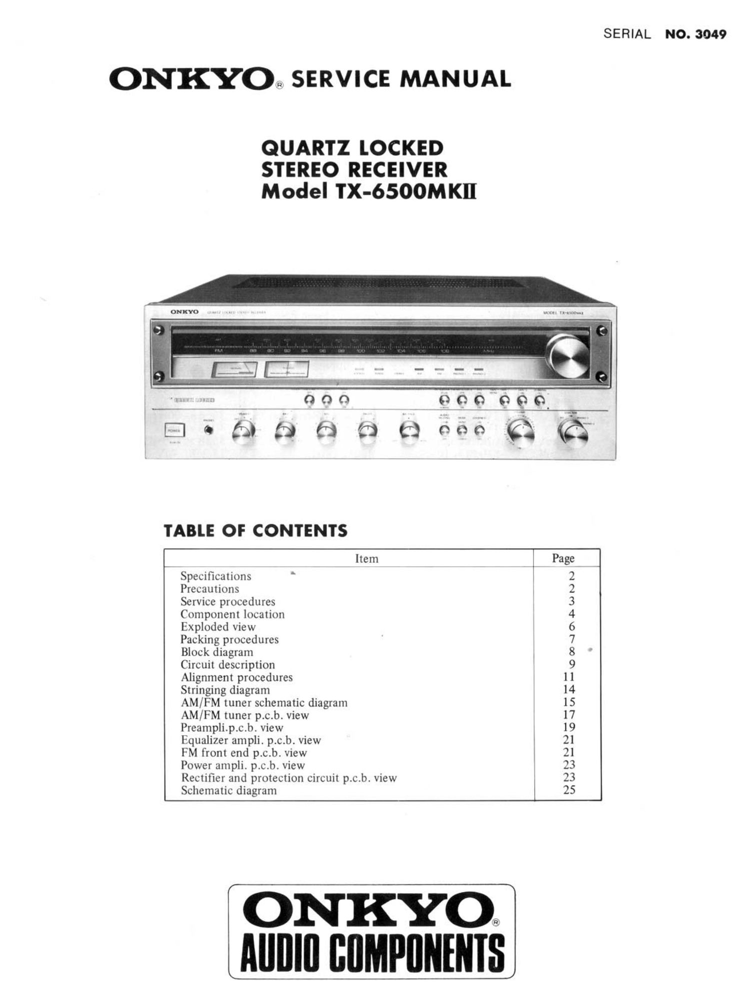 Onkyo TX 6500 Mk2 Service Manual
