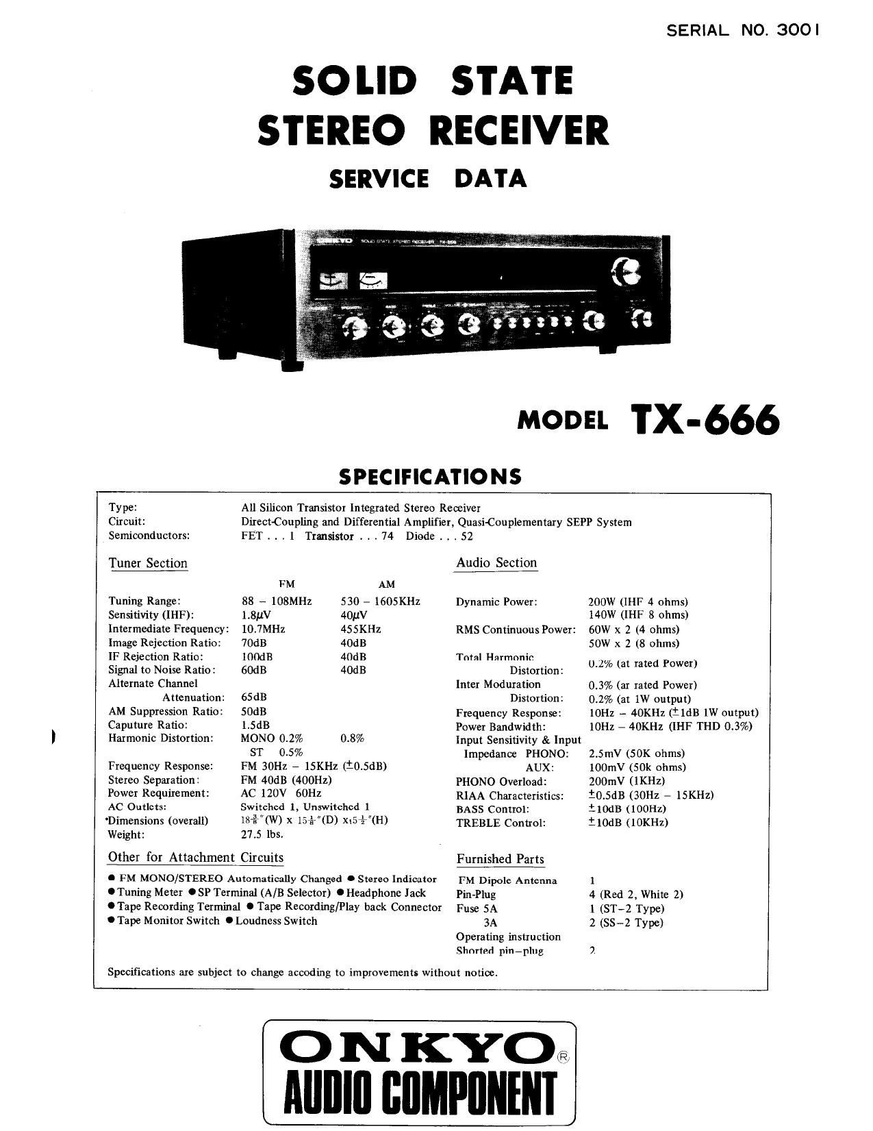 Onkyo TX 666 Service Manual