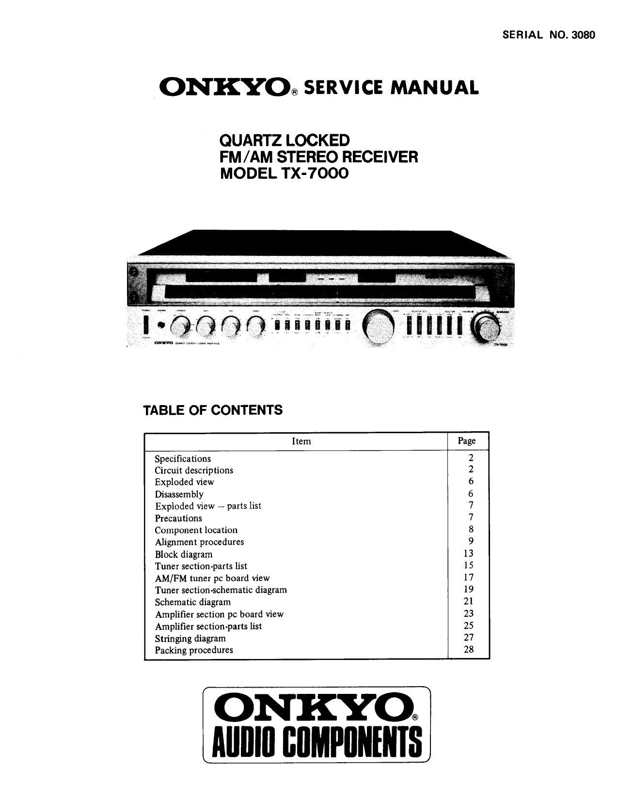 Onkyo TX 7000 Service Manual