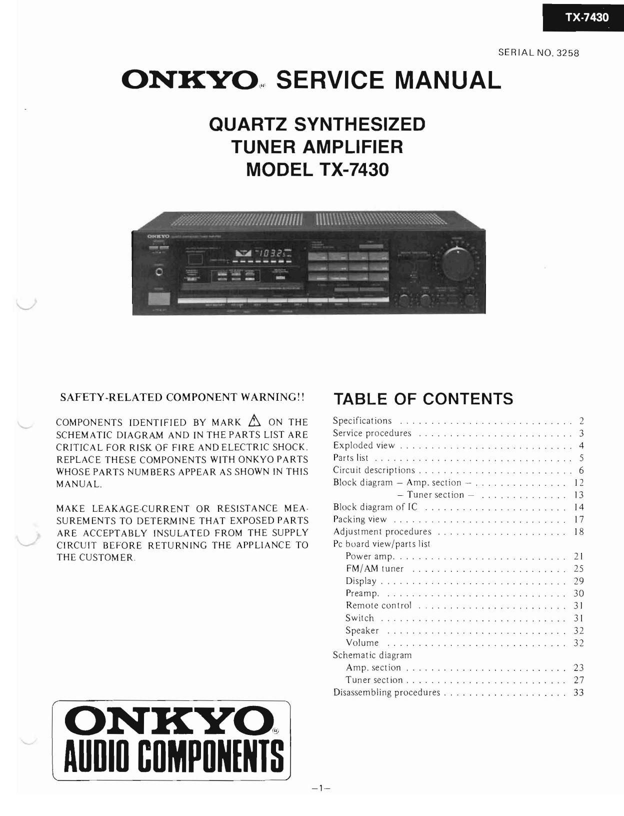 Onkyo TX 7430 Service Manual