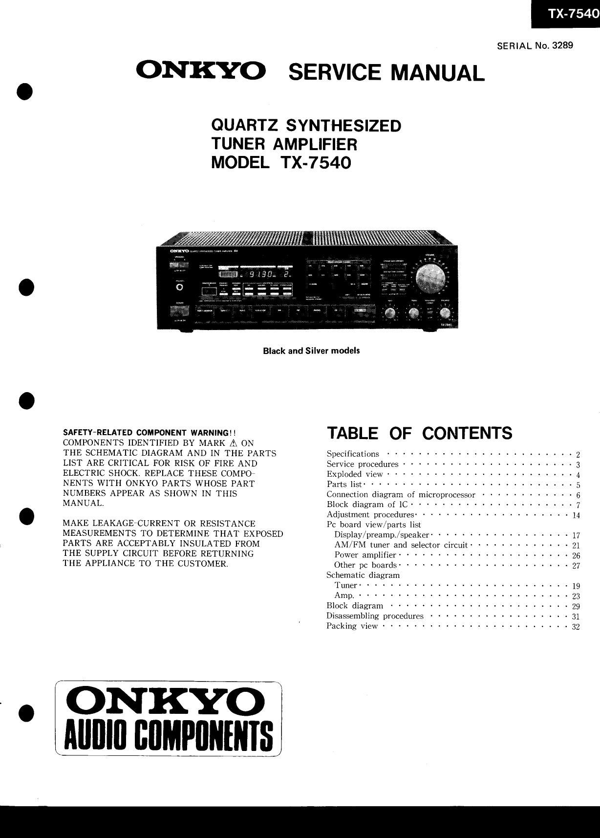 Onkyo TX 7540 Service Manual