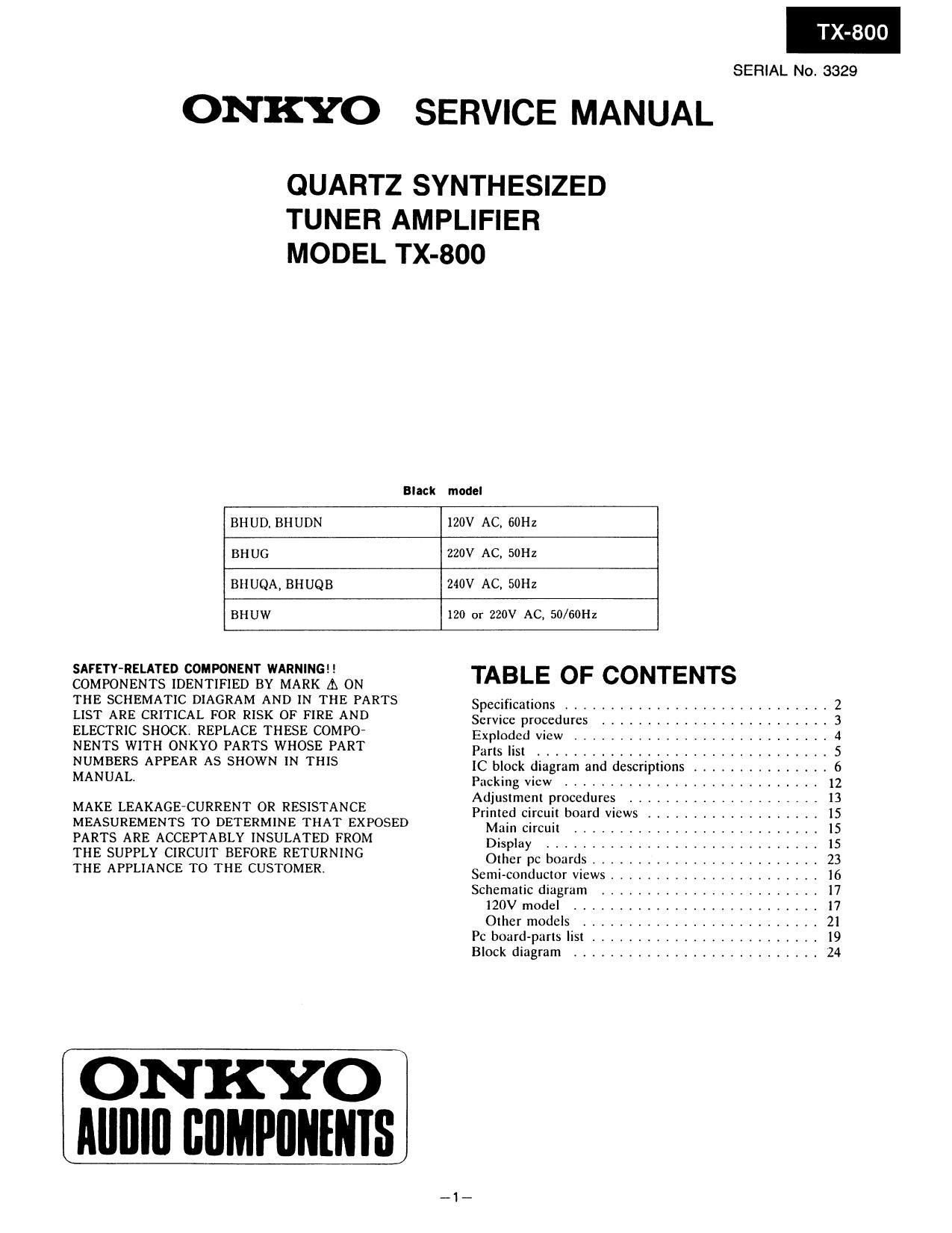 Onkyo TX 800 Service Manual
