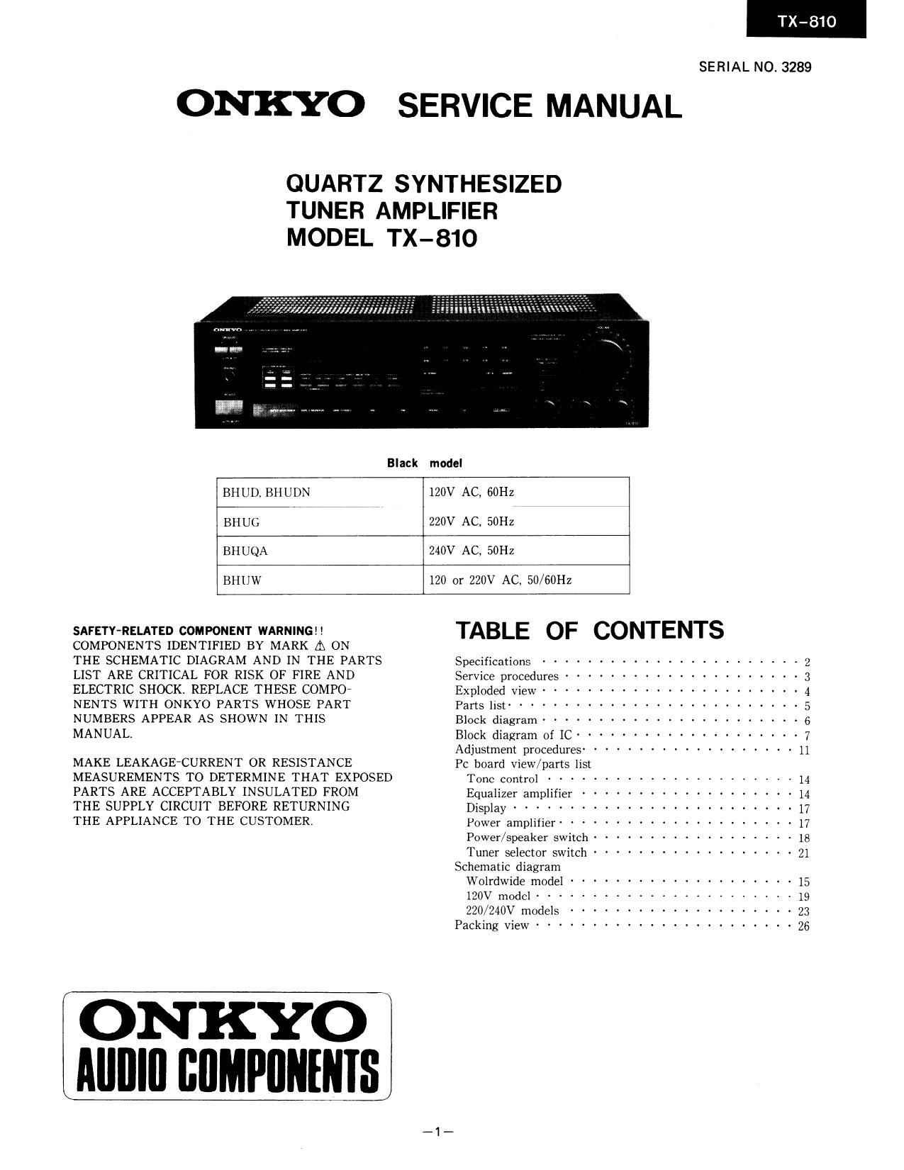 Onkyo TX 810 Service Manual