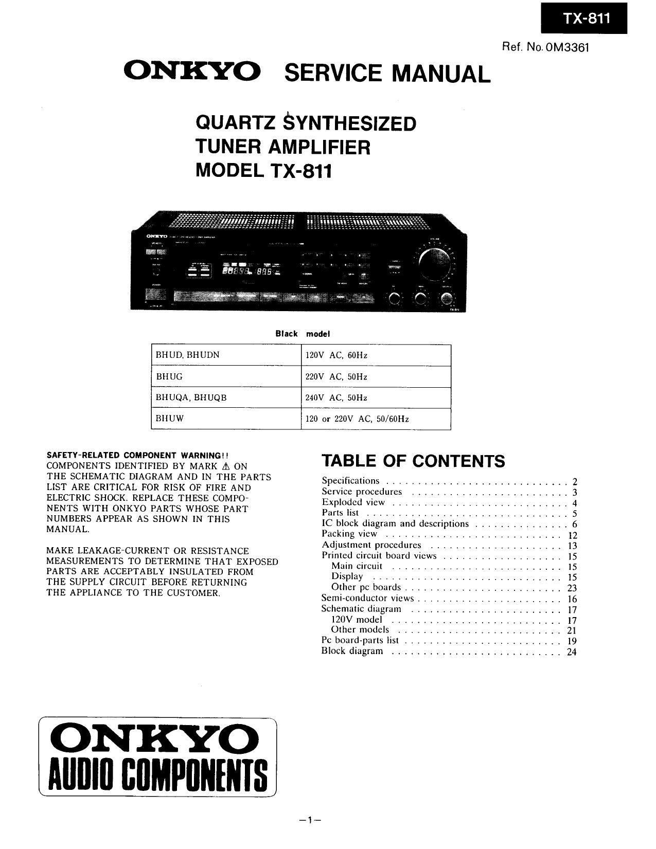 Onkyo TX 811 Service Manual