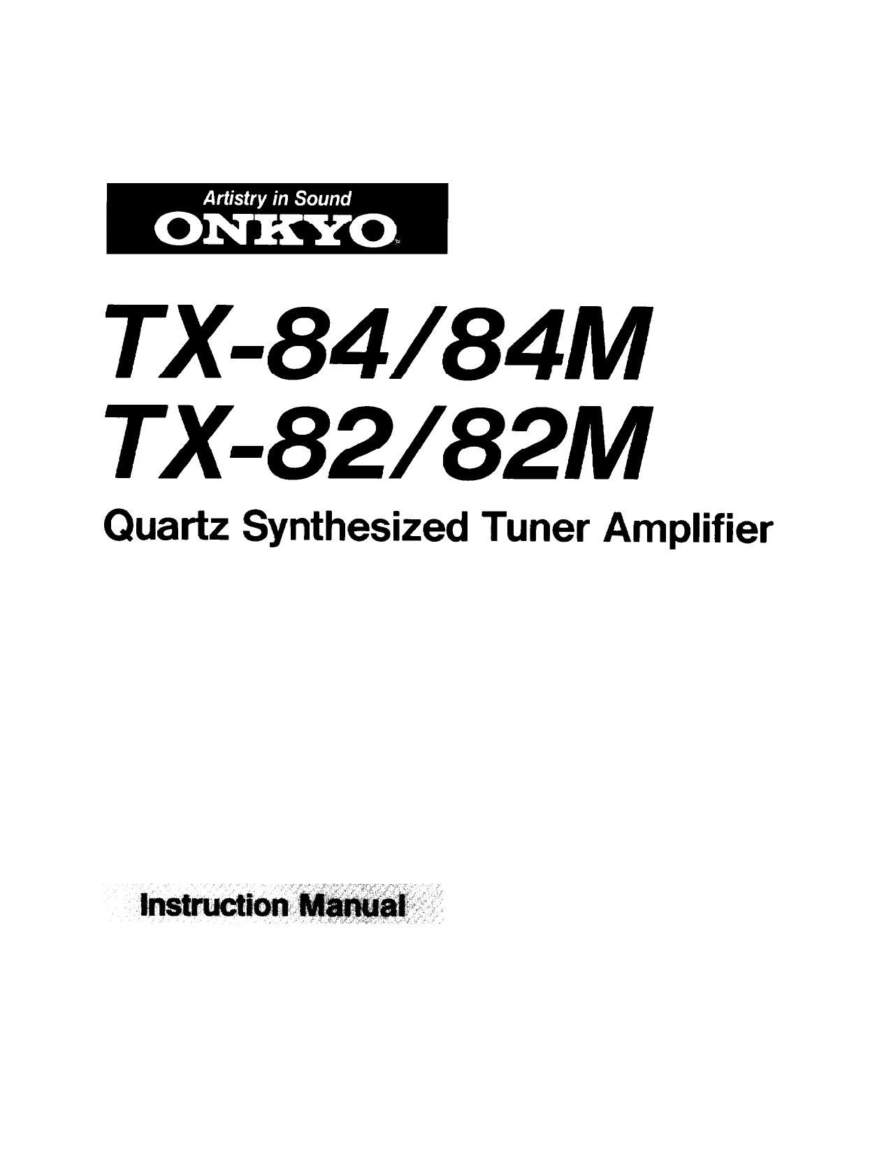 Onkyo TX 82 Owners Manual