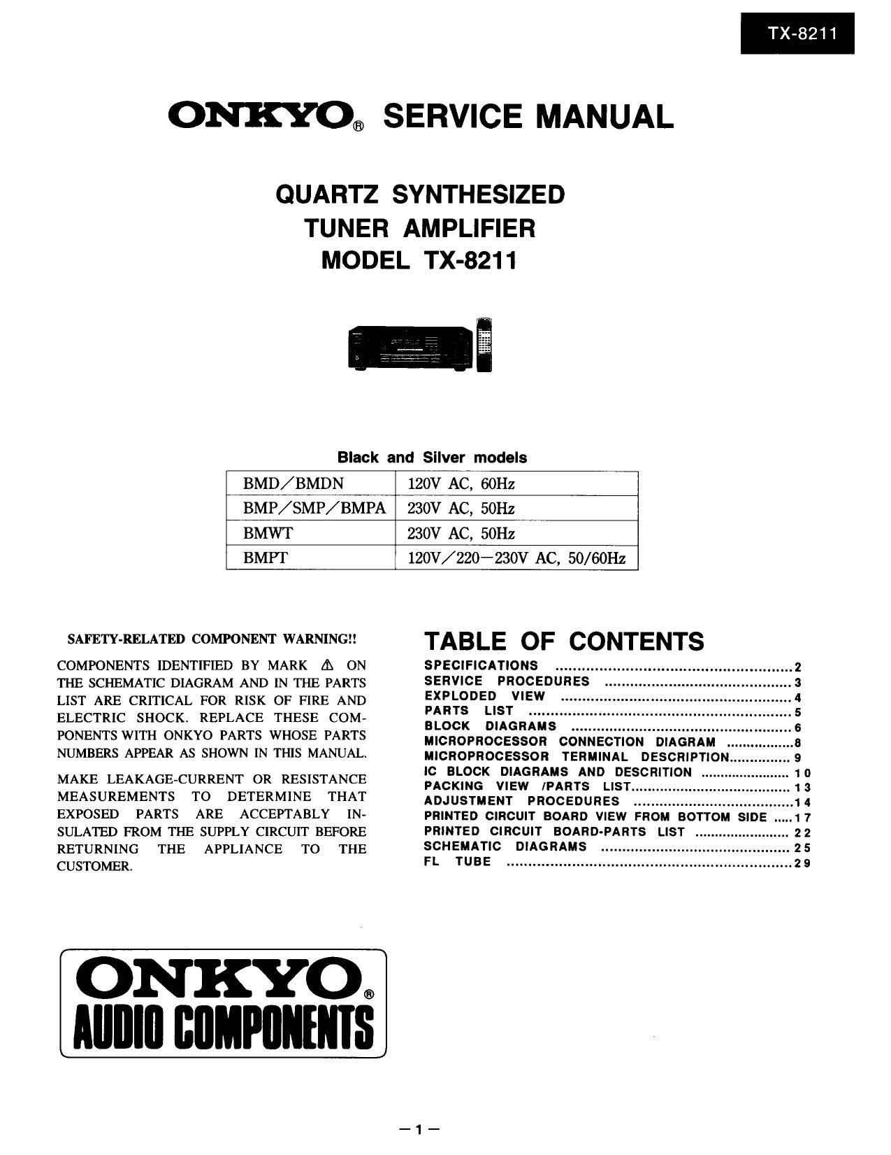 Onkyo TX 8211 Service Manual