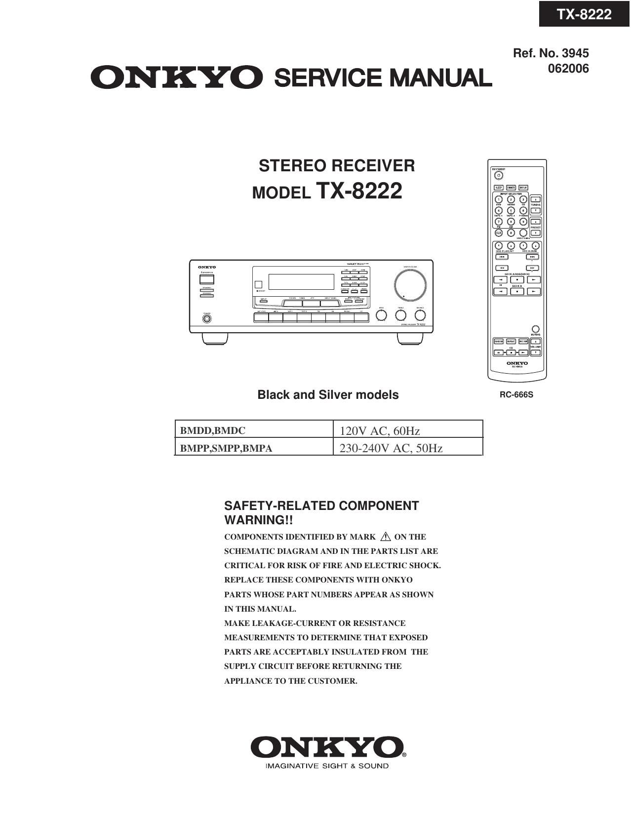 Onkyo TX 8222 Service Manual