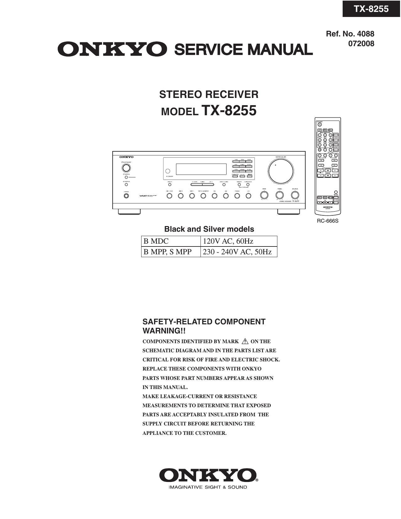 Onkyo TX 8255 Service Manual