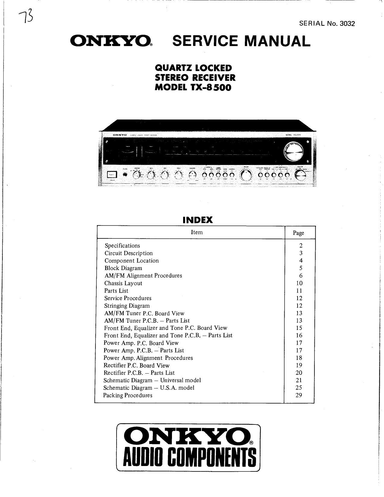 Onkyo TX 8500 Service Manual