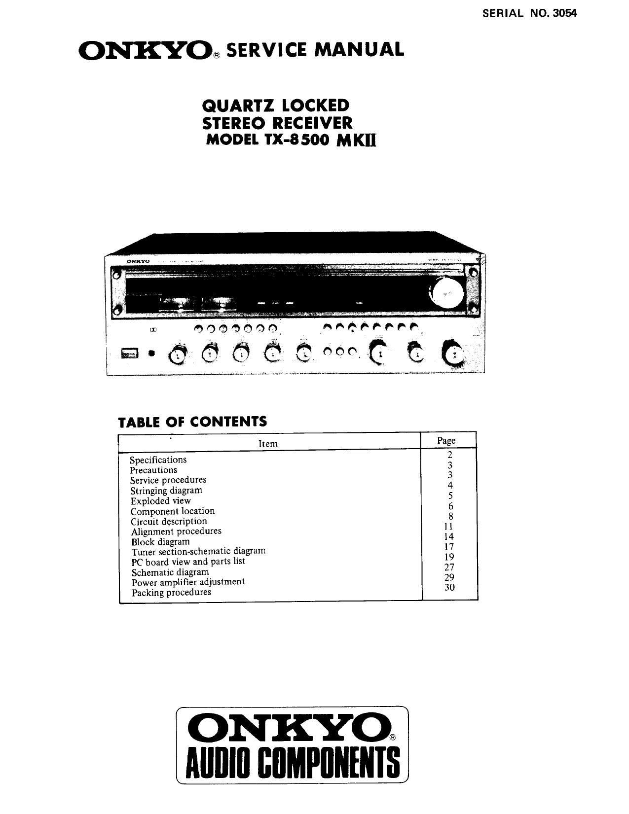 Onkyo TX 8500 MK2 Service Manual