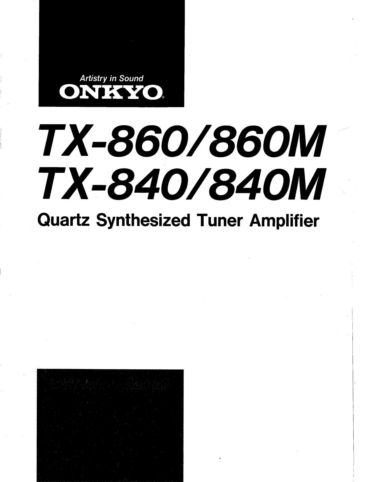 Onkyo TX 860 Owners Manual