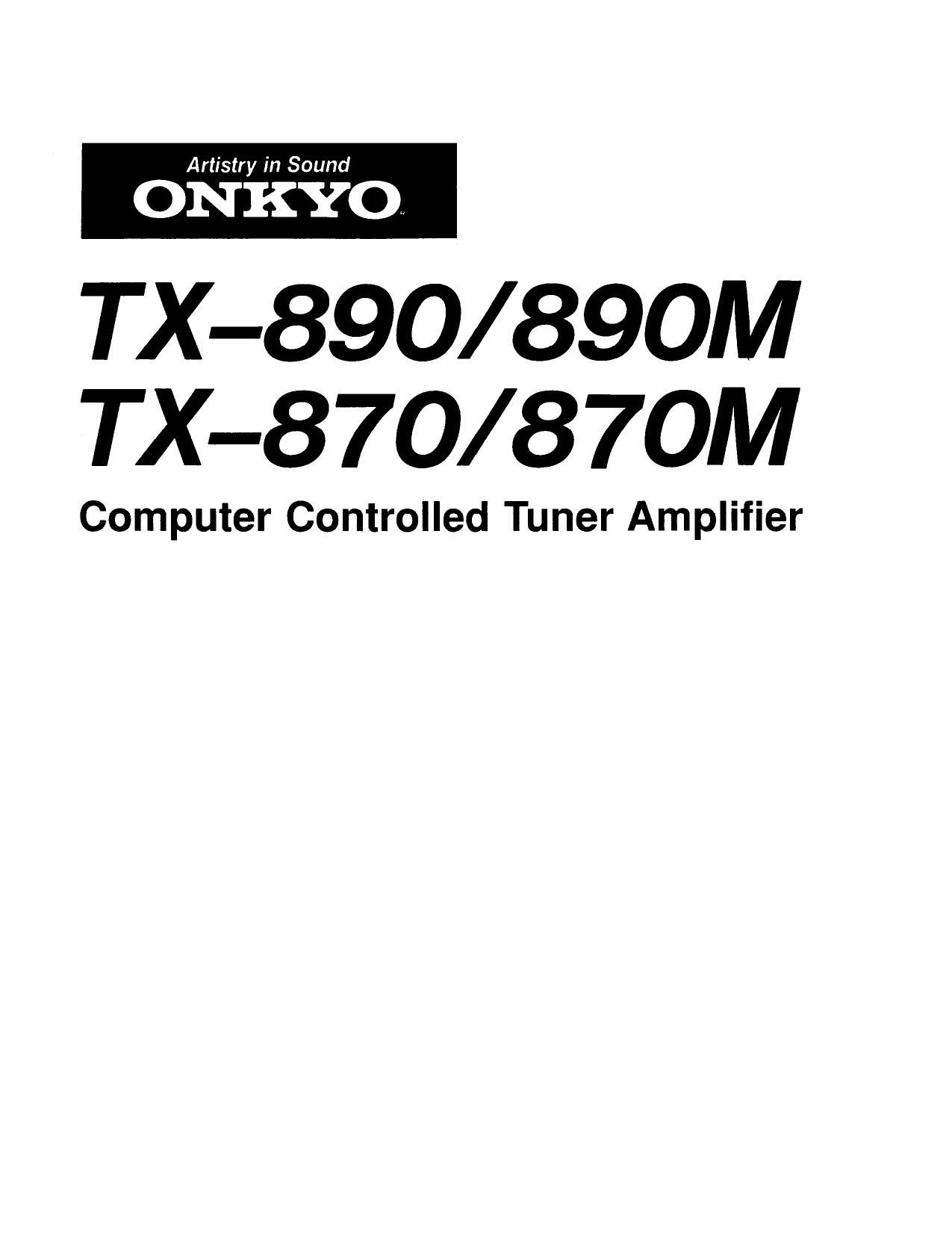 Onkyo TX 890 Owners Manual