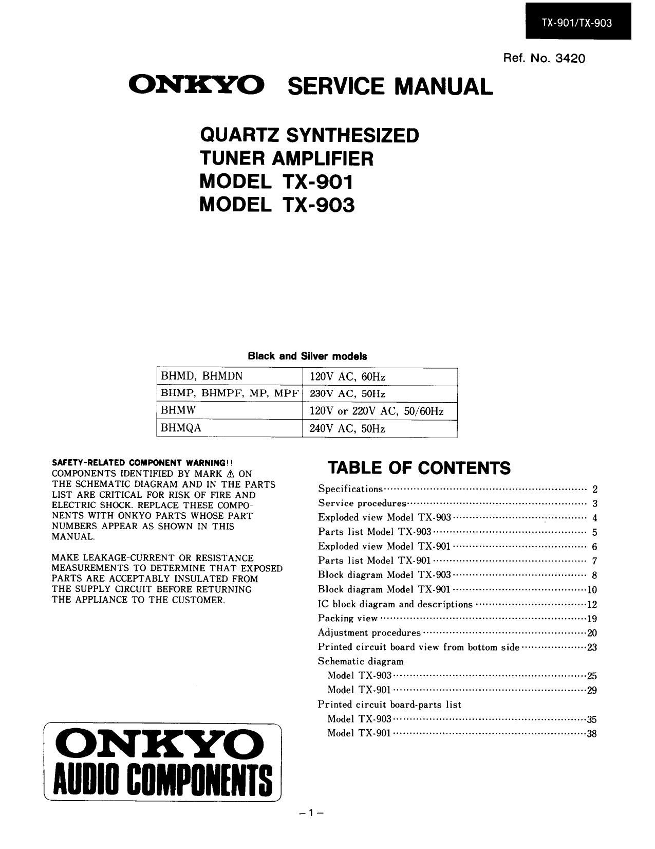 Onkyo TX 901 Service Manual