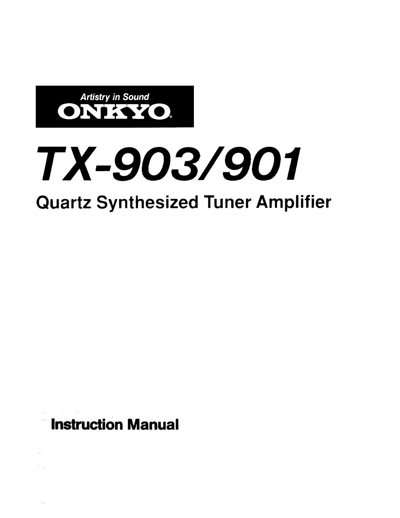Onkyo TX 903 Owners Manual