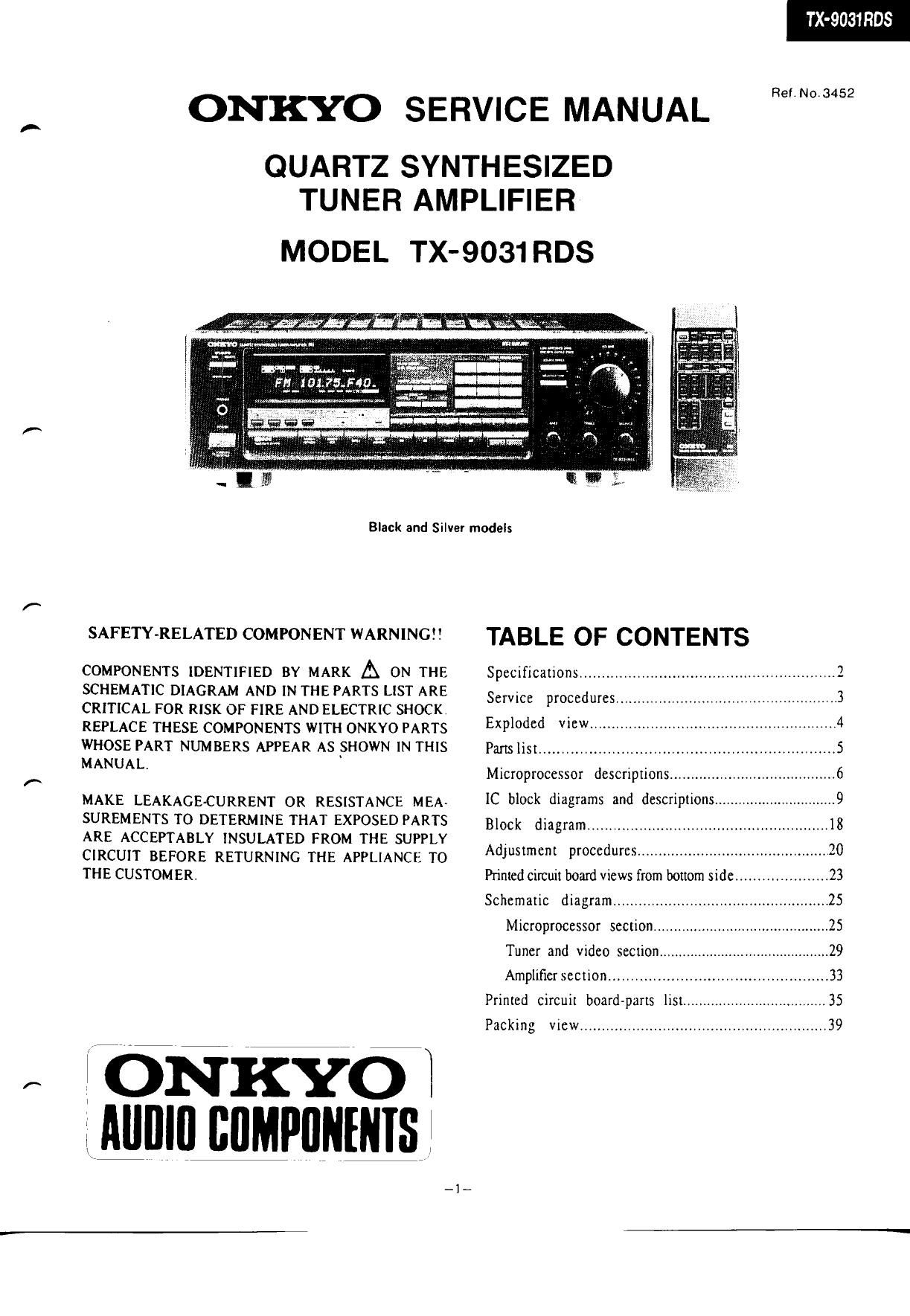 Onkyo TX 9031 Service Manual