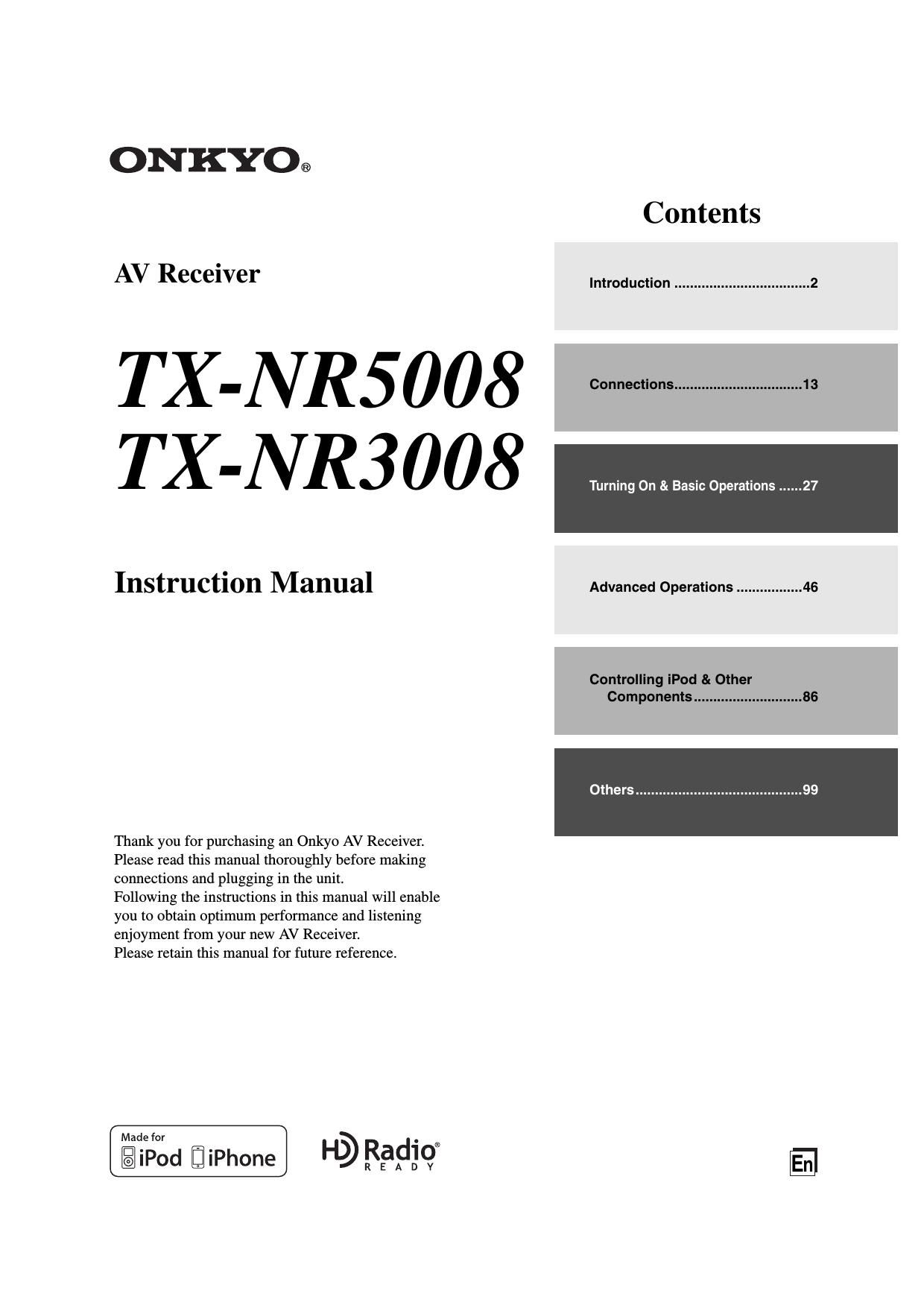 Onkyo TX NR 3008 NR 5008 Owners Manual