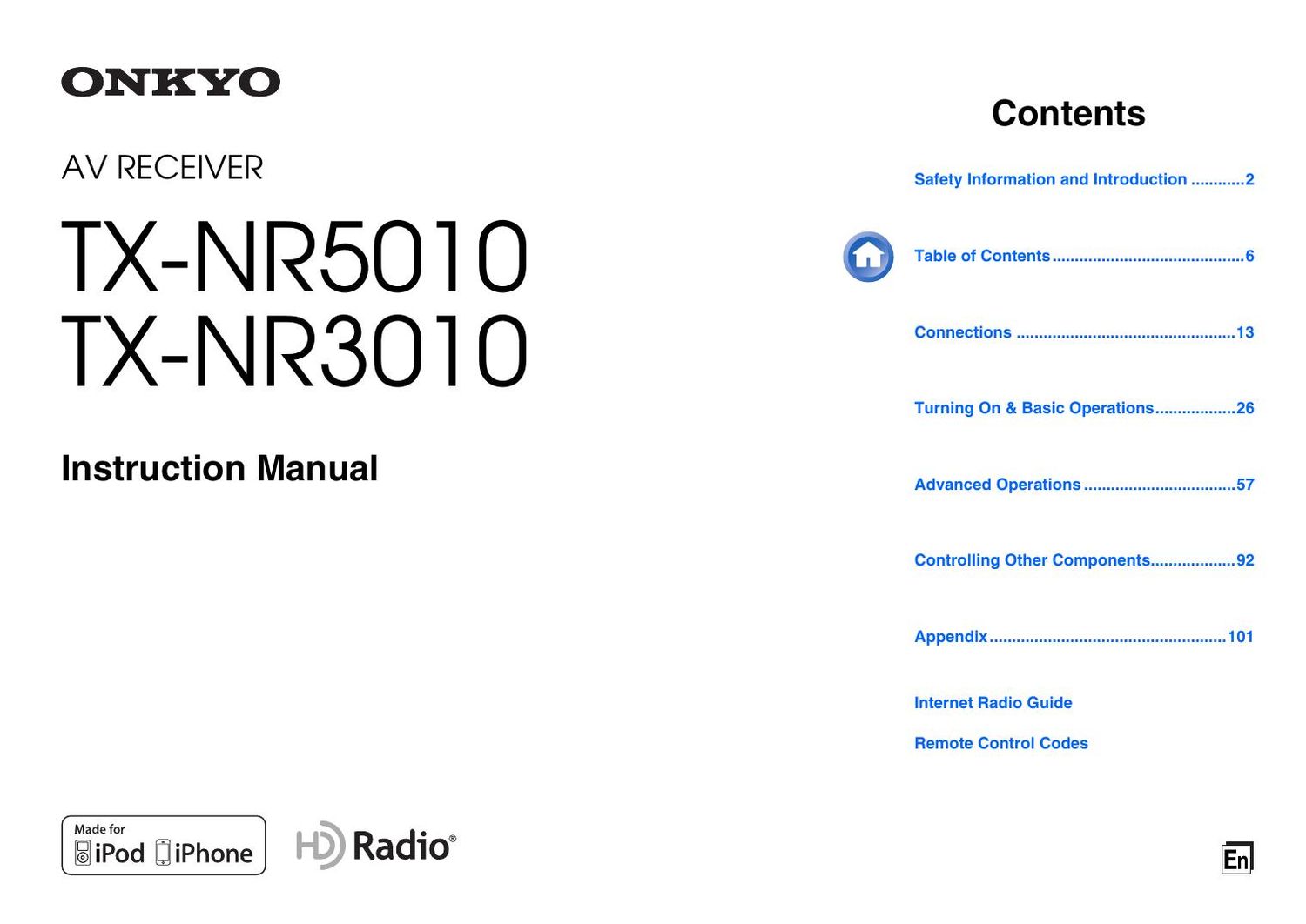Onkyo TX NR 3010 NR 5010 Owners Manual