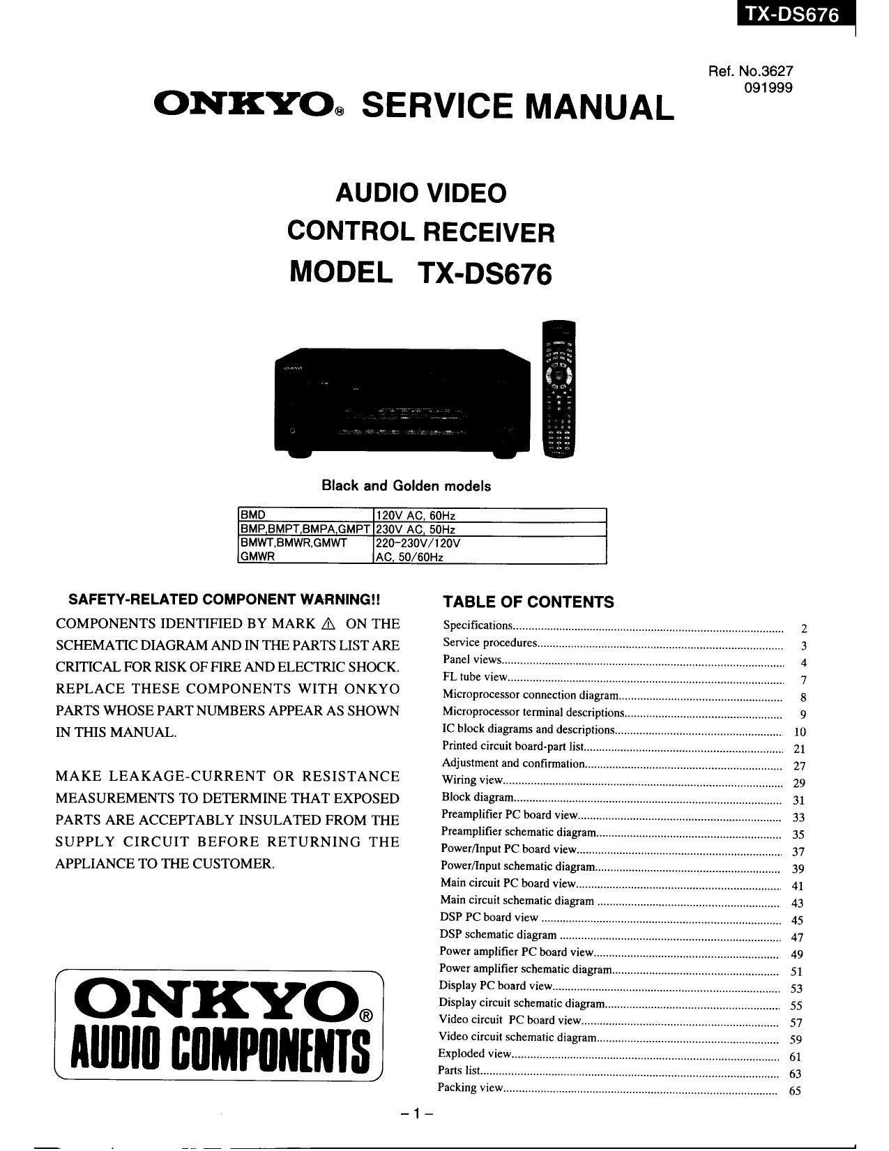 Onkyo TXDS 676 Service Manual