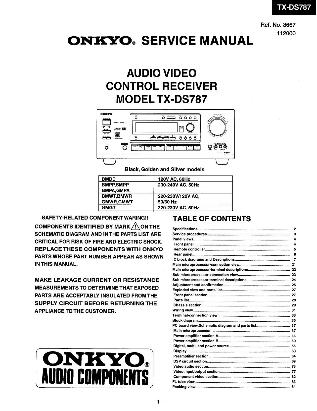 Onkyo TXDS 787 Service Manual