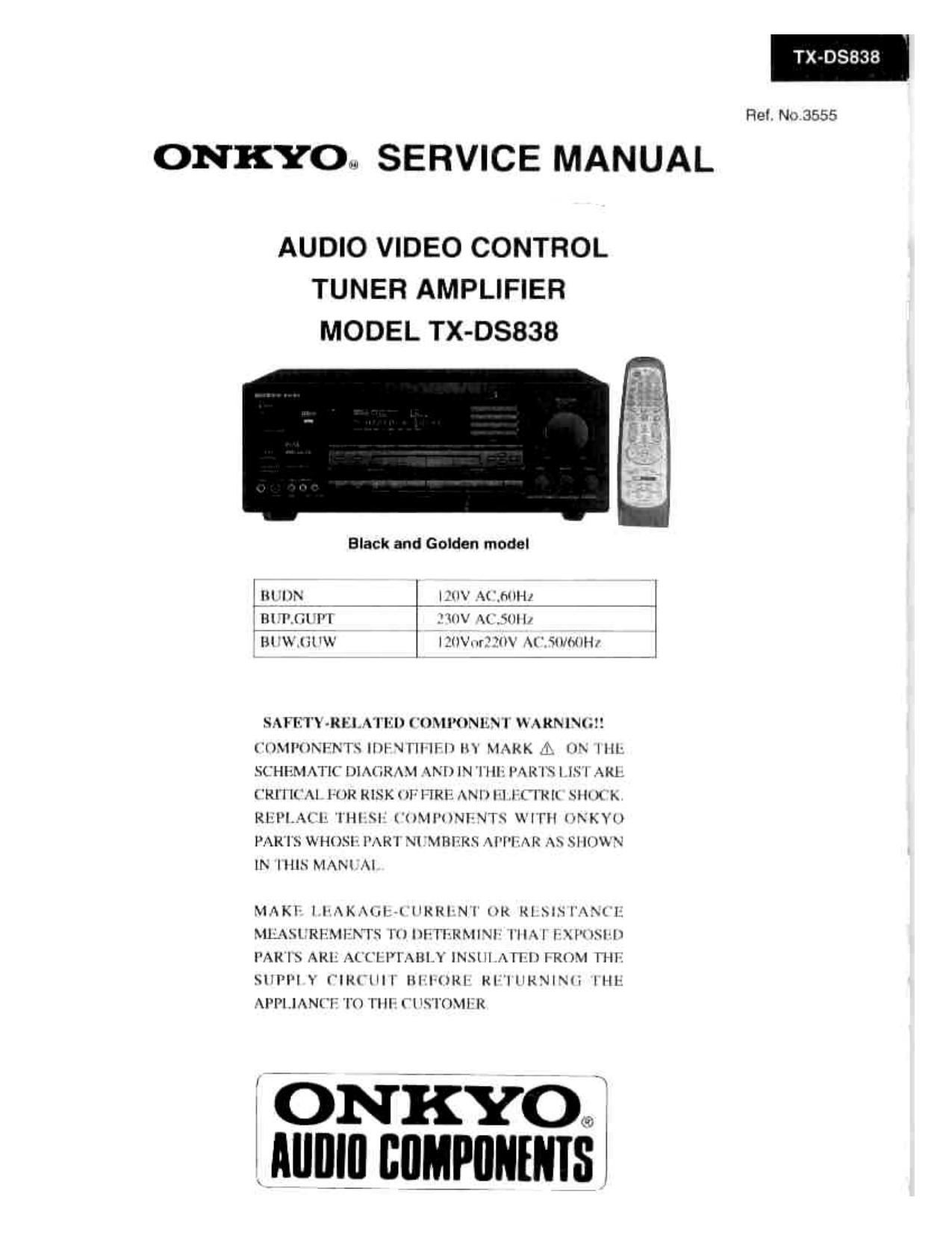 Onkyo TXDS 838 Service Manual