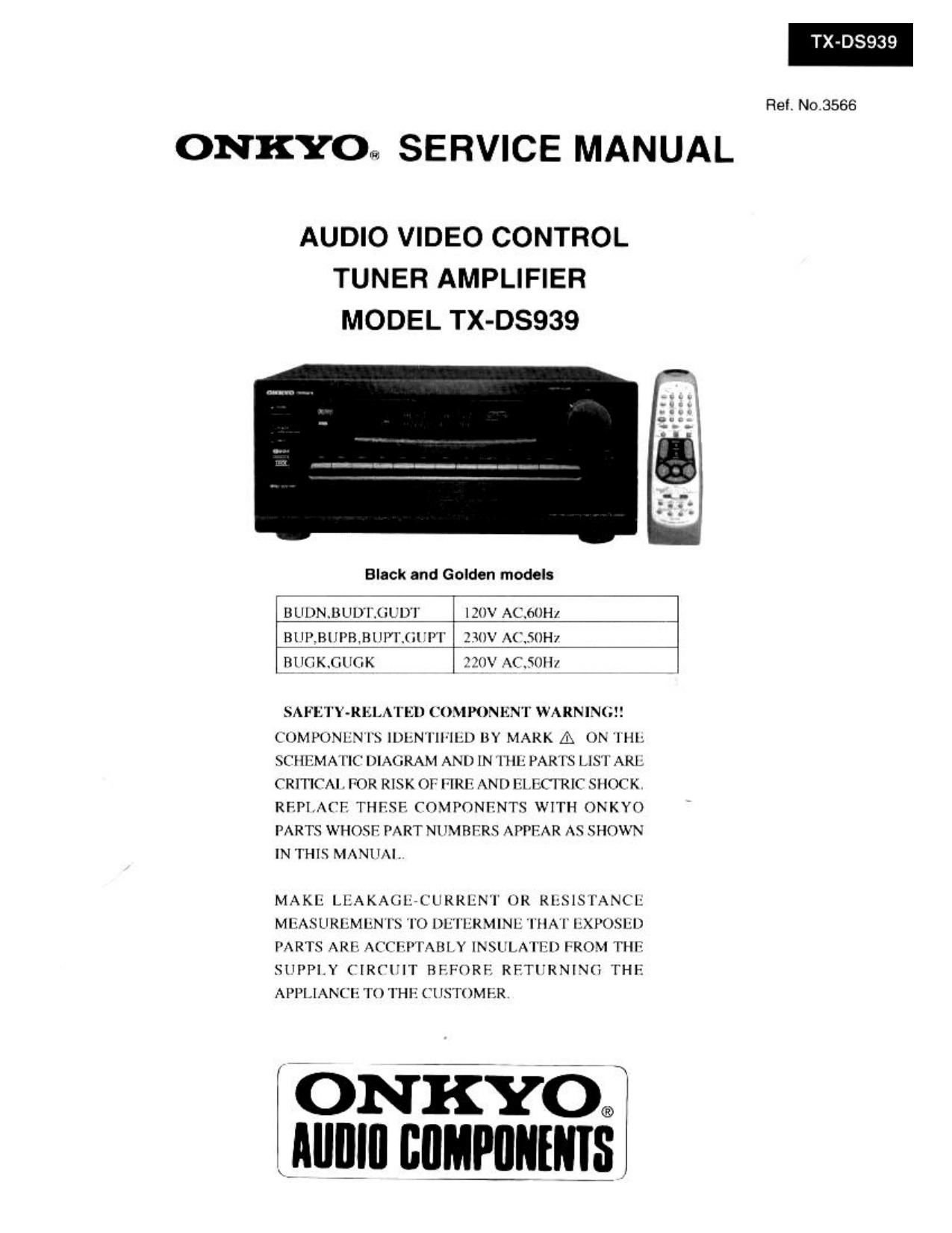 Onkyo TXDS 939 Service Manual