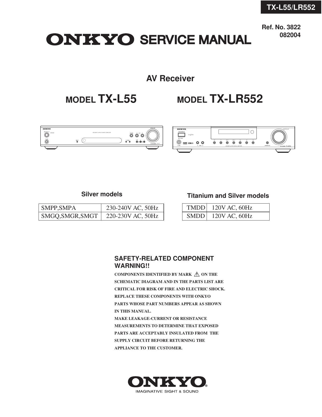 Onkyo TXL 55 Service Manual