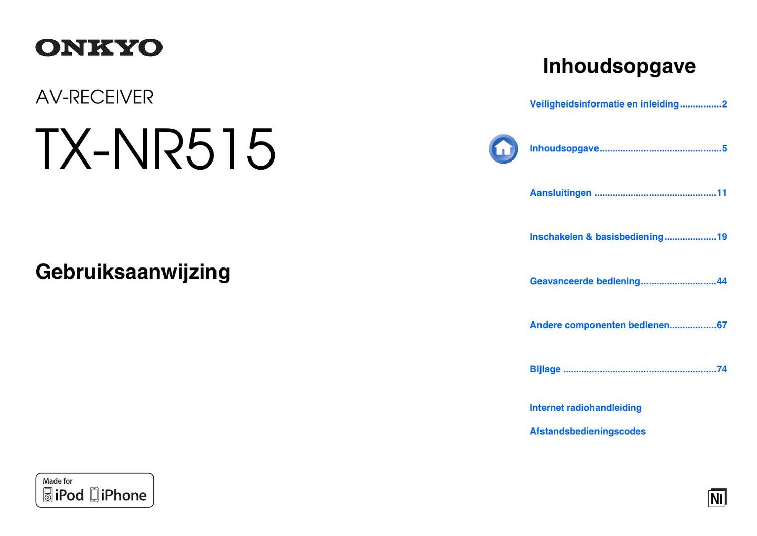 Onkyo TXNR 515 Owners Manual