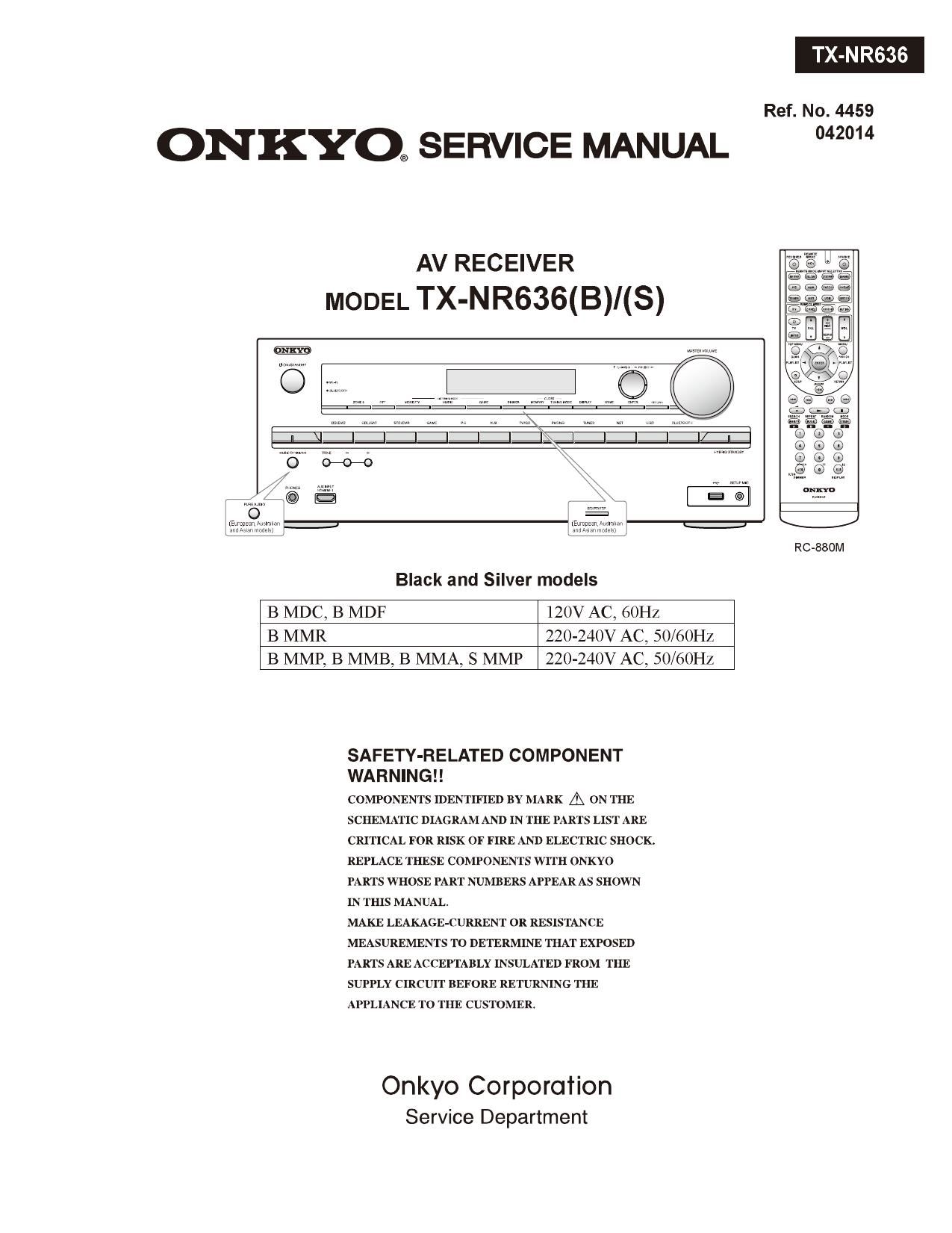 Onkyo TXNR 636 Service Manual