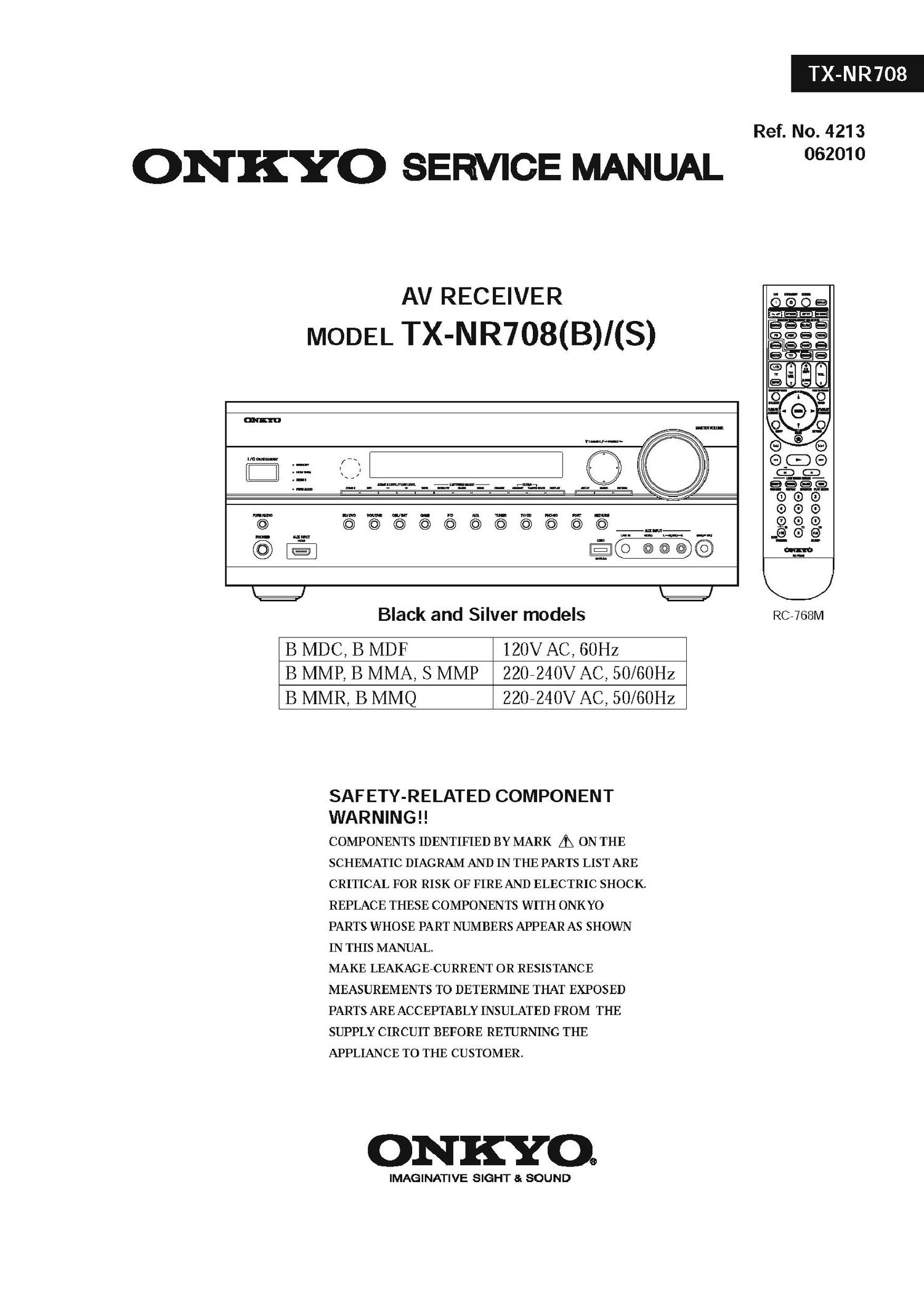 Onkyo TXNR 708 Service Manual