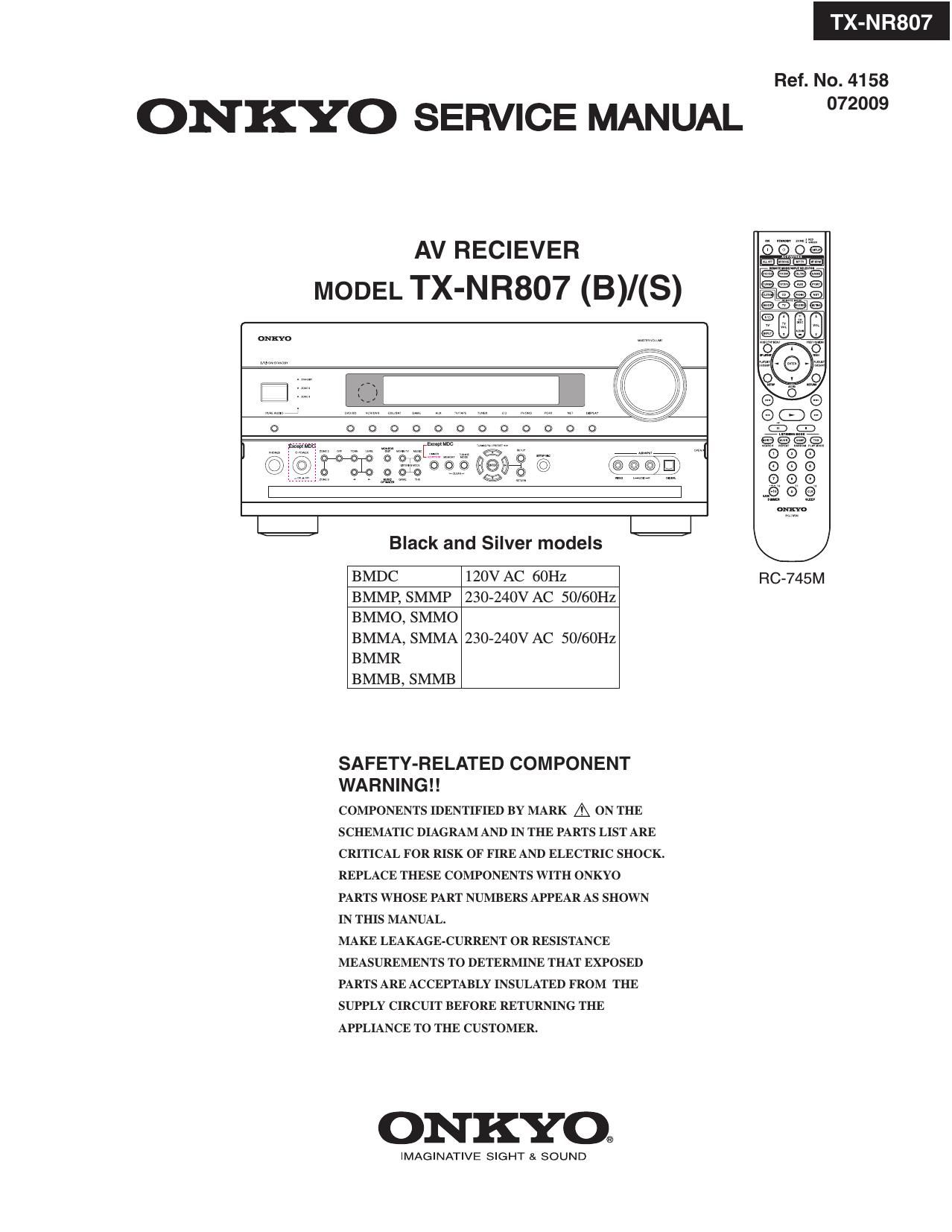 Onkyo TXNR 807 Service Manual 2