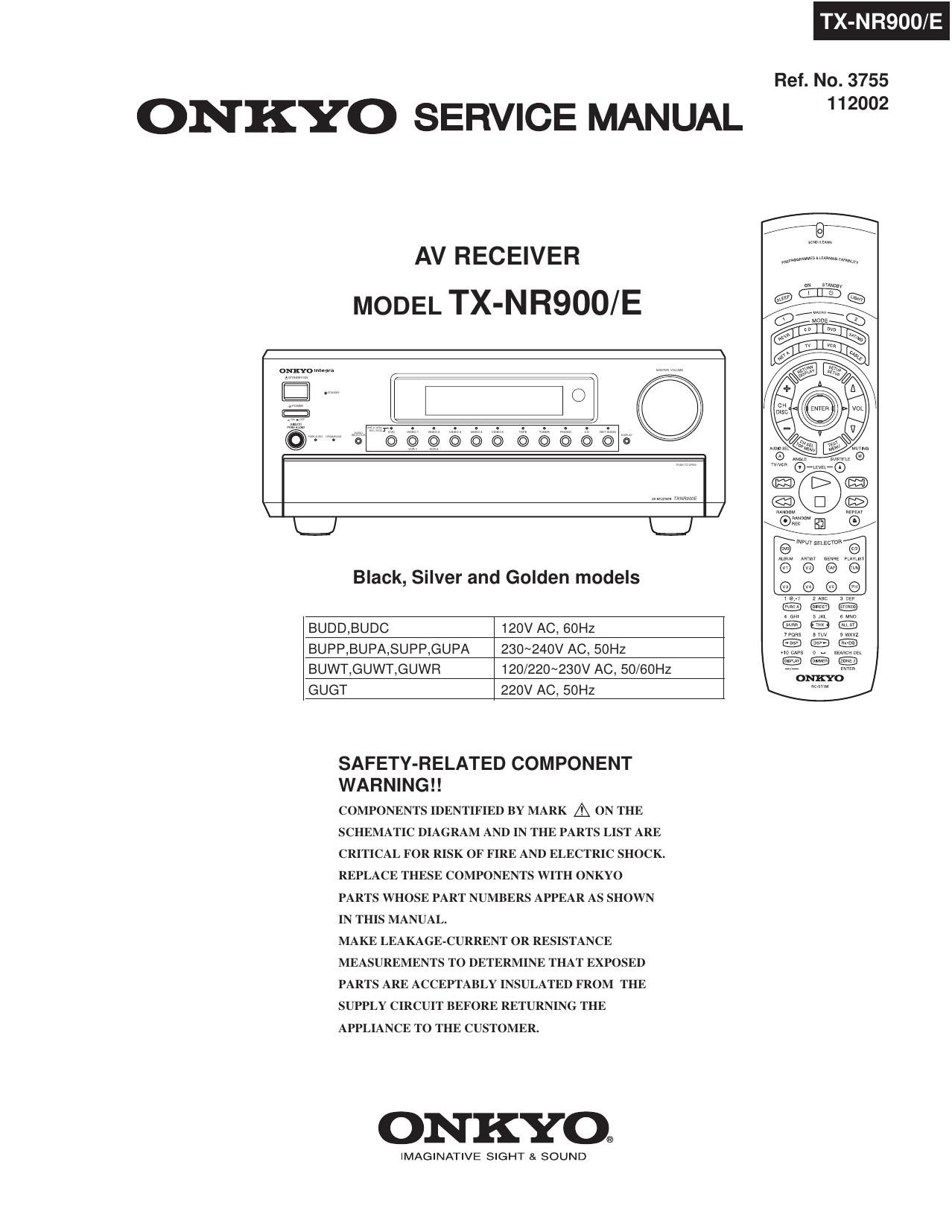 Onkyo TXNR 900 Service Manual